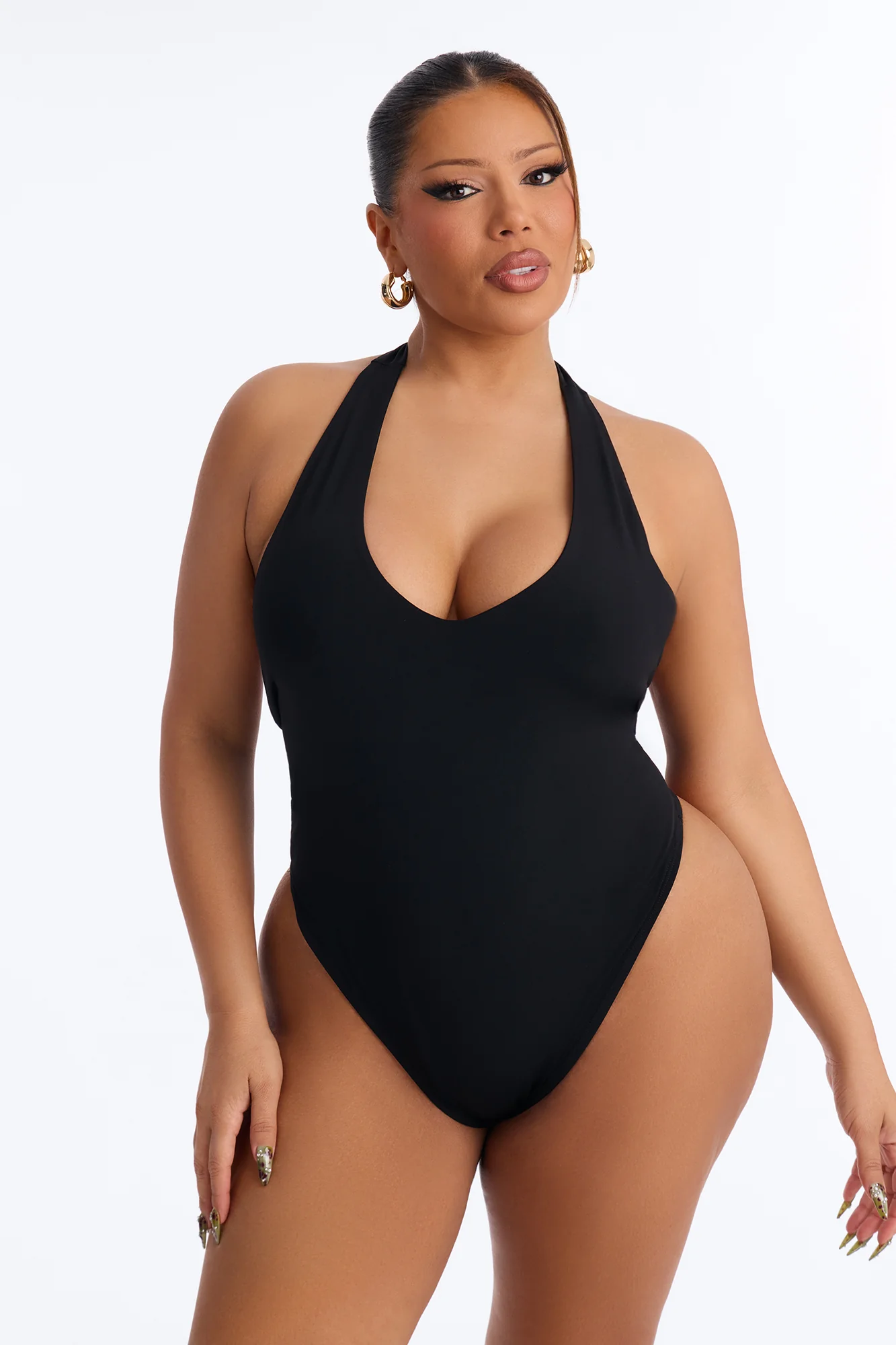 Dahlia Double Lined Bodysuit Skirt Set - Black - Image 9