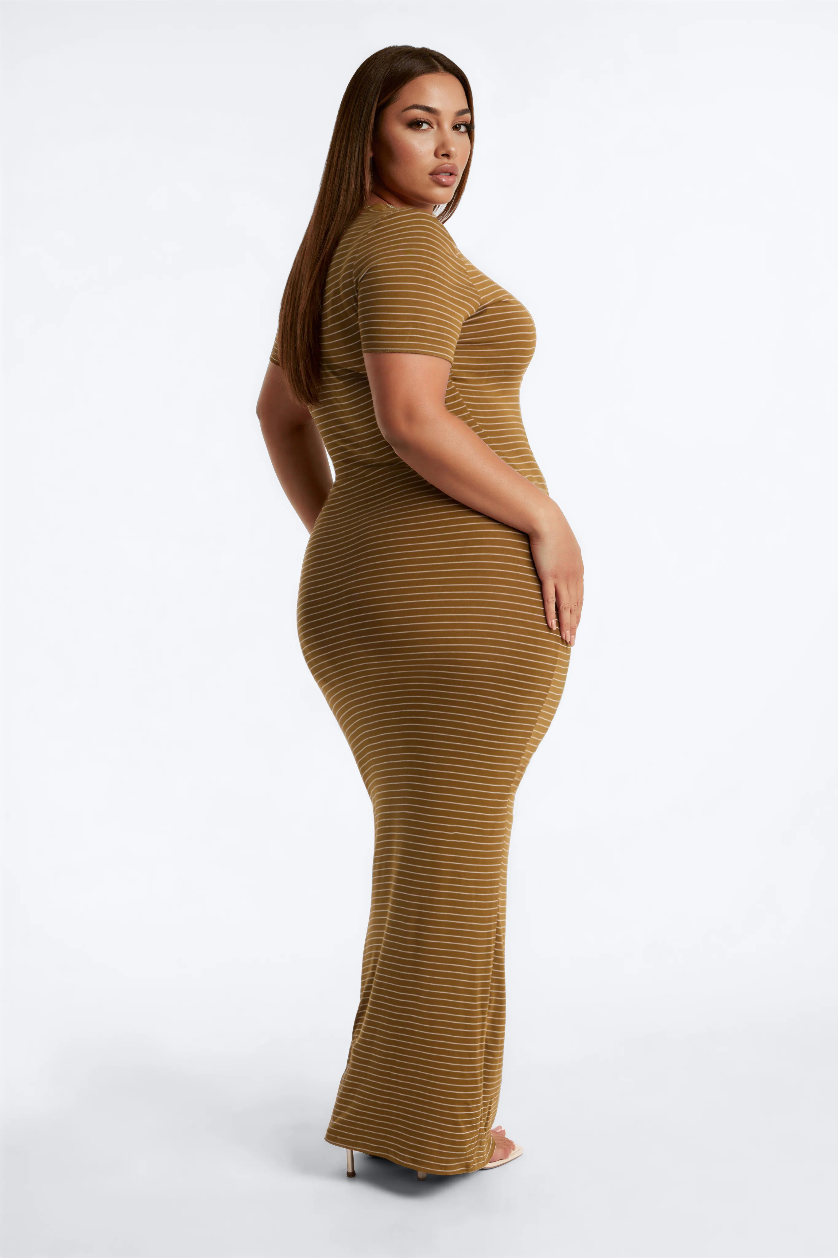 Daily Icon Short Sleeve Maxi Dress - Olive/combo - Image 6