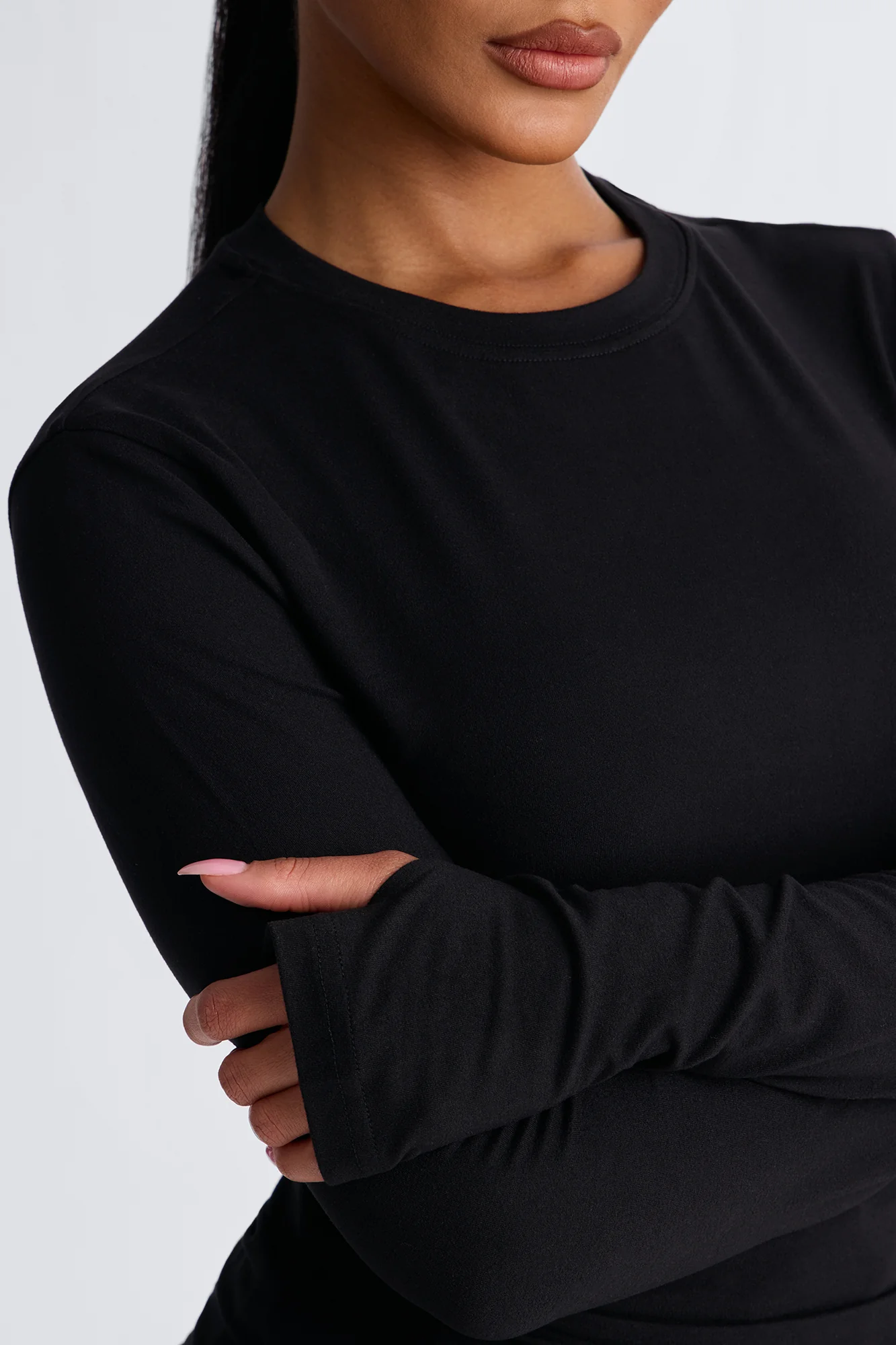 Daily Shift Long Sleeve Stretch Under Scrub Shirt - Black - Image 3