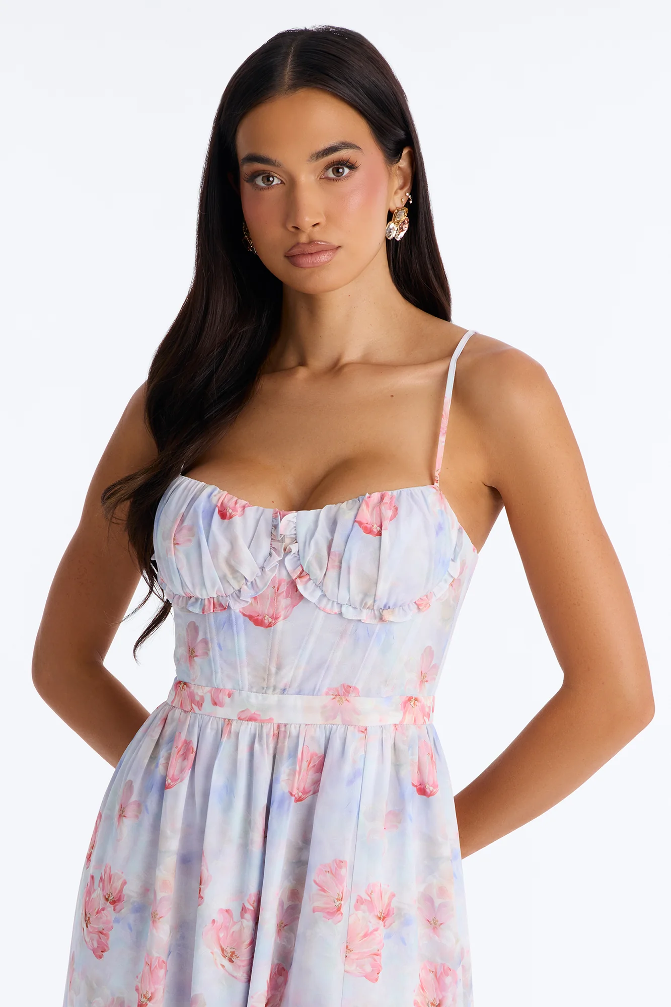 Daisy Chiffon Floral Maxi Dress - Blue/combo - Image 2