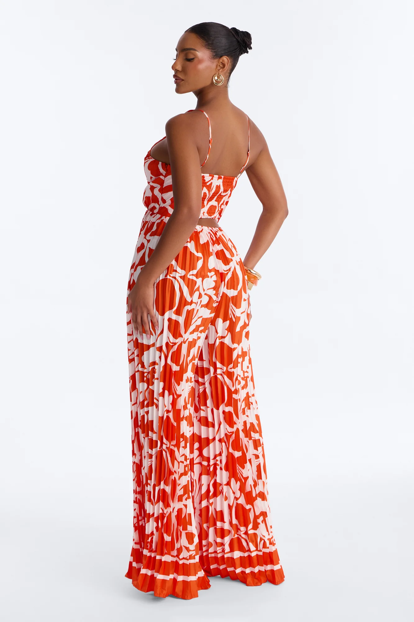 Dana Satin Wide Leg Jumpsuit - Orange - Image 4