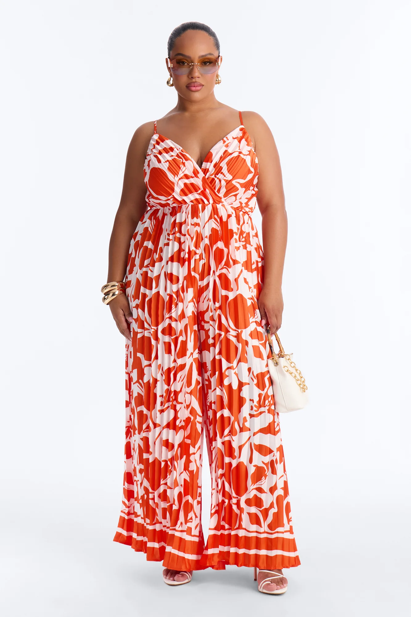 Dana Satin Wide Leg Jumpsuit - Orange - Image 5