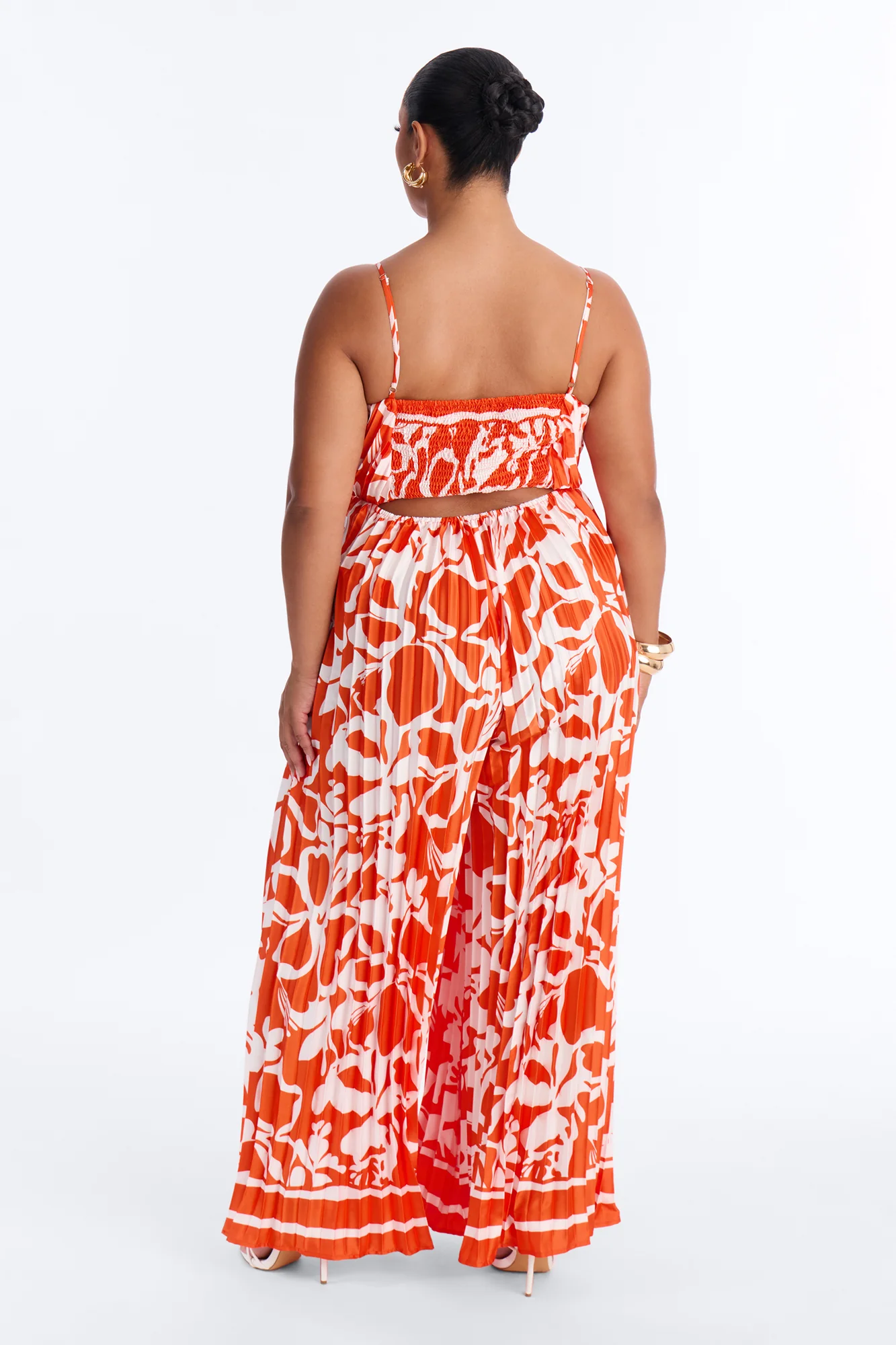 Dana Satin Wide Leg Jumpsuit - Orange - Image 7