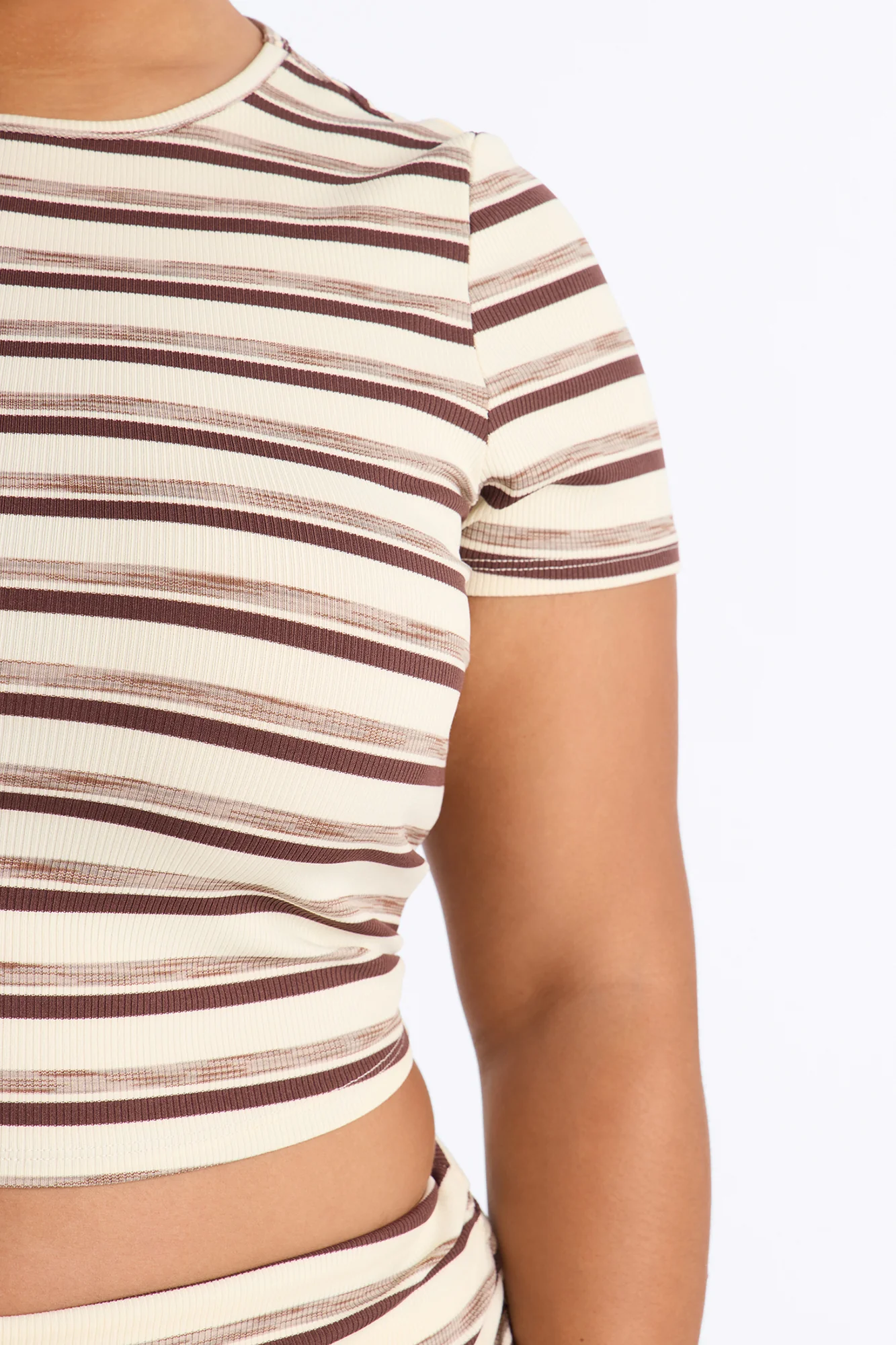 Dana Stripe Foldover Waistband Pant Set - Brown Combo - Image 7