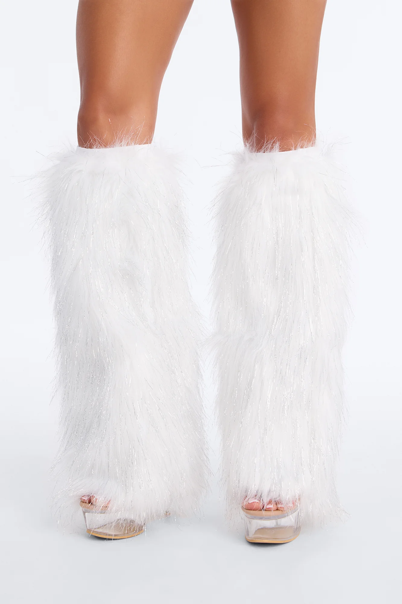 Dance Queen Shiny Leg Warmers - White