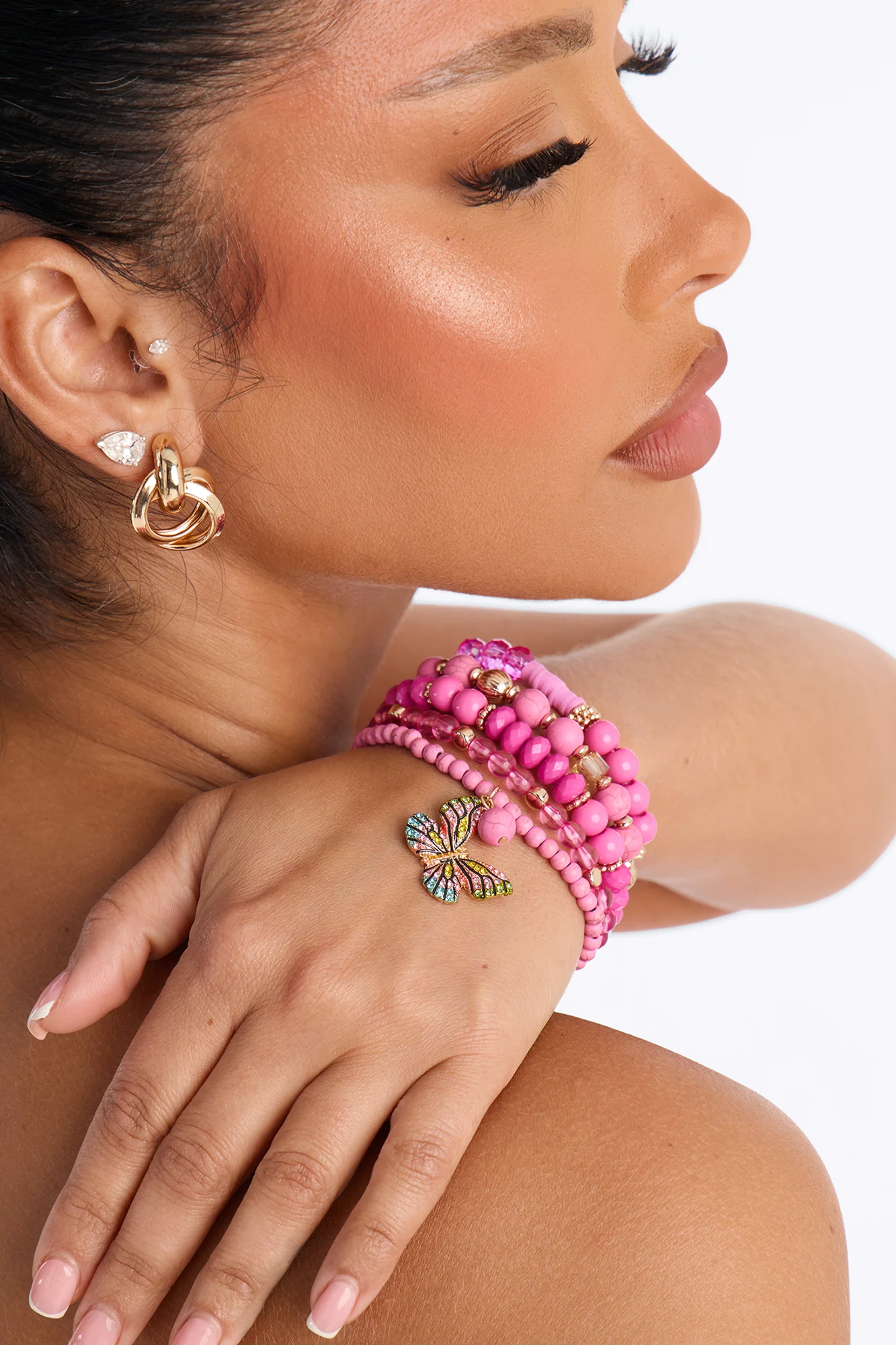 Dancing With Butterflies 5 Piece Bracelet Set - Pink/combo - Image 2