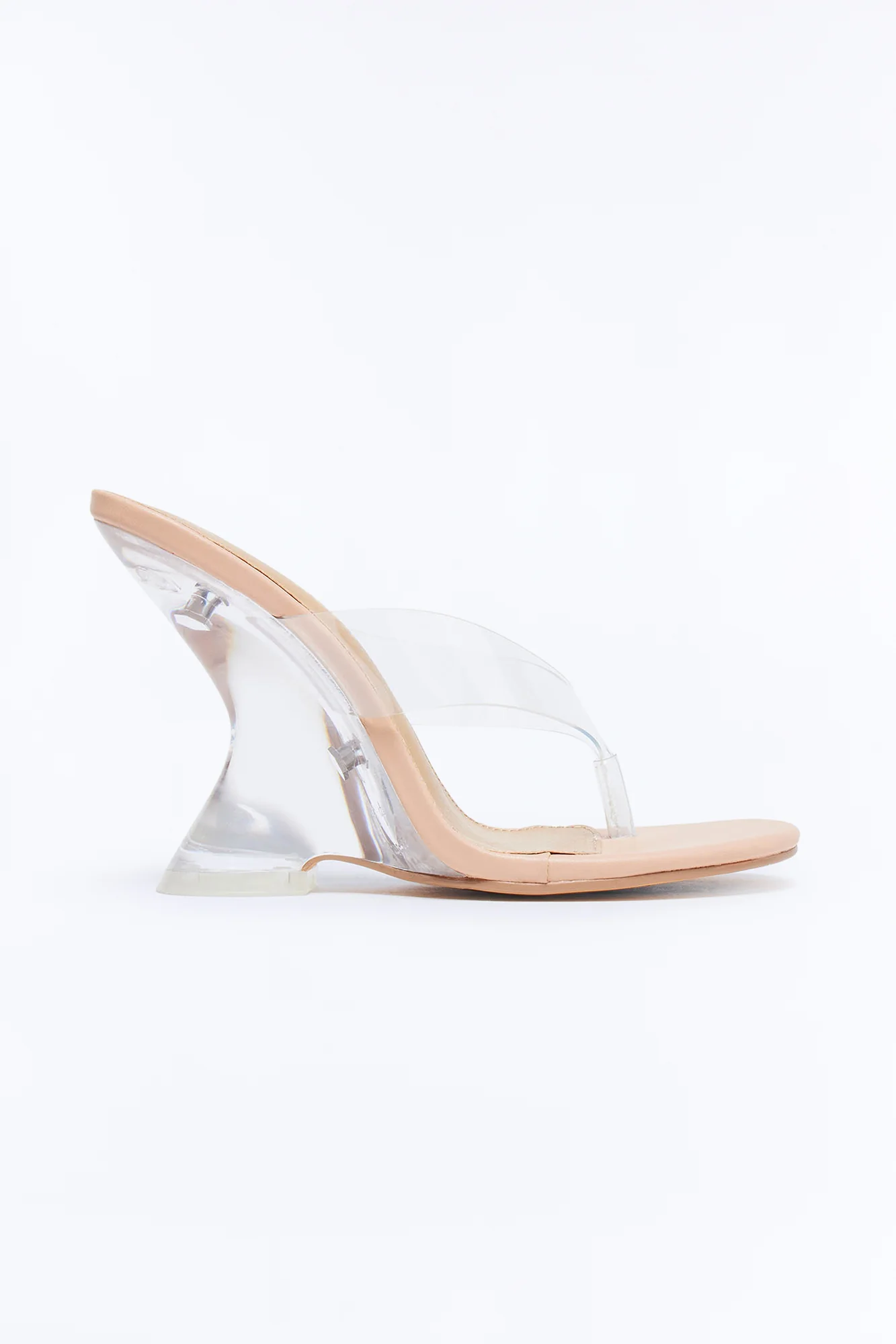 Daney Thong Lucite Wedges - Nude