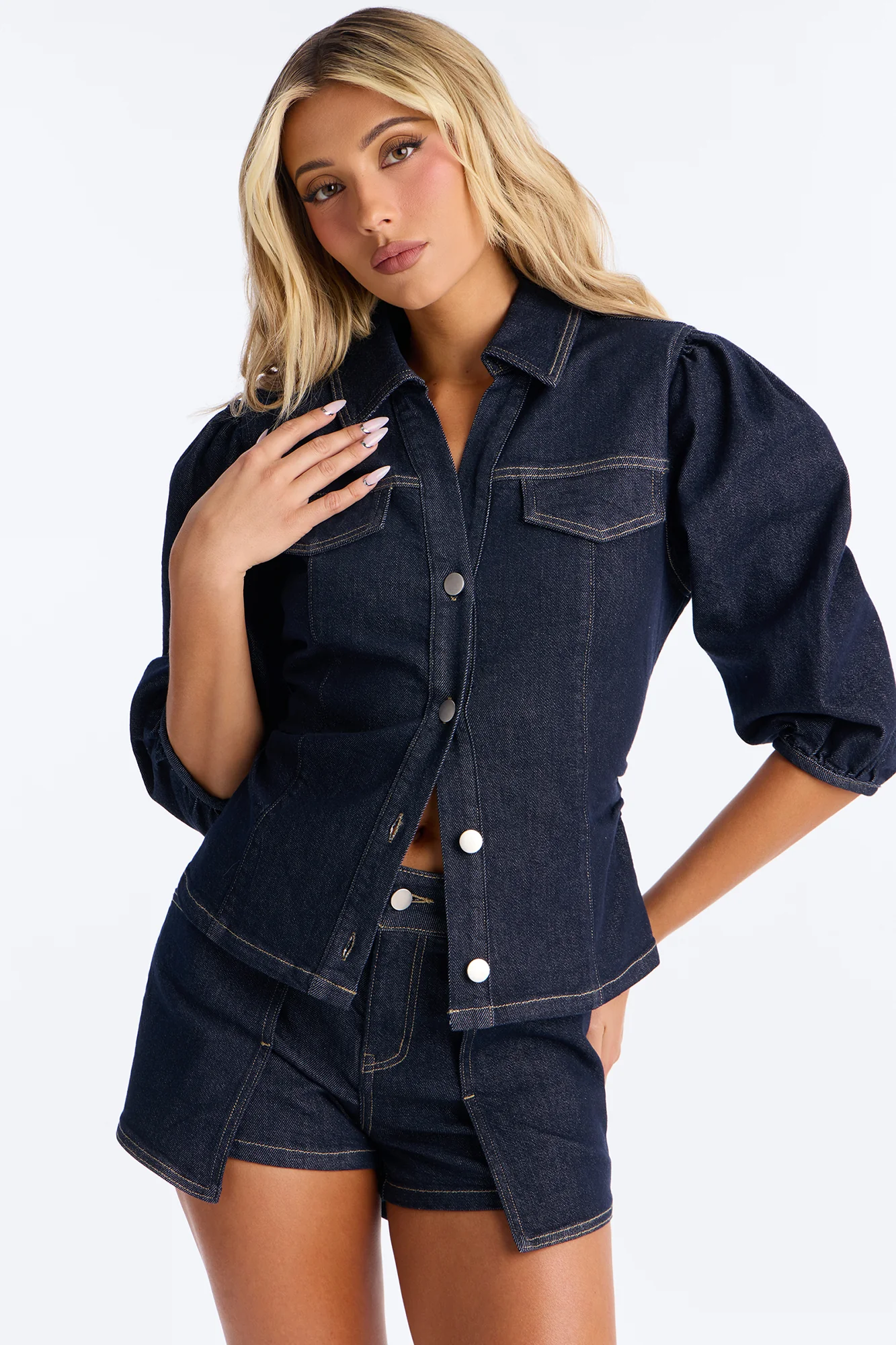 Dani Denim Short Set - Dark Wash - Image 3