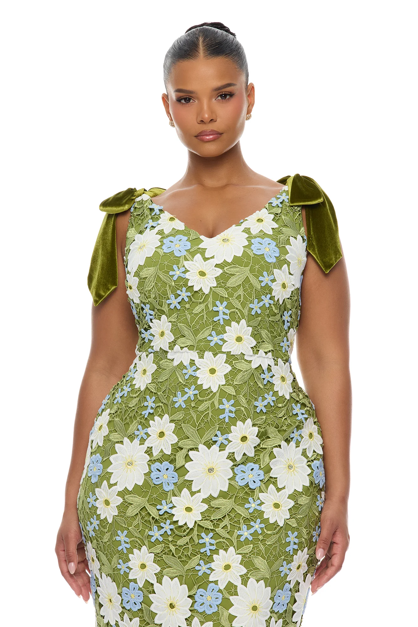 Dani Floral Embroidered Midi Dress - Chartreuse - Image 6