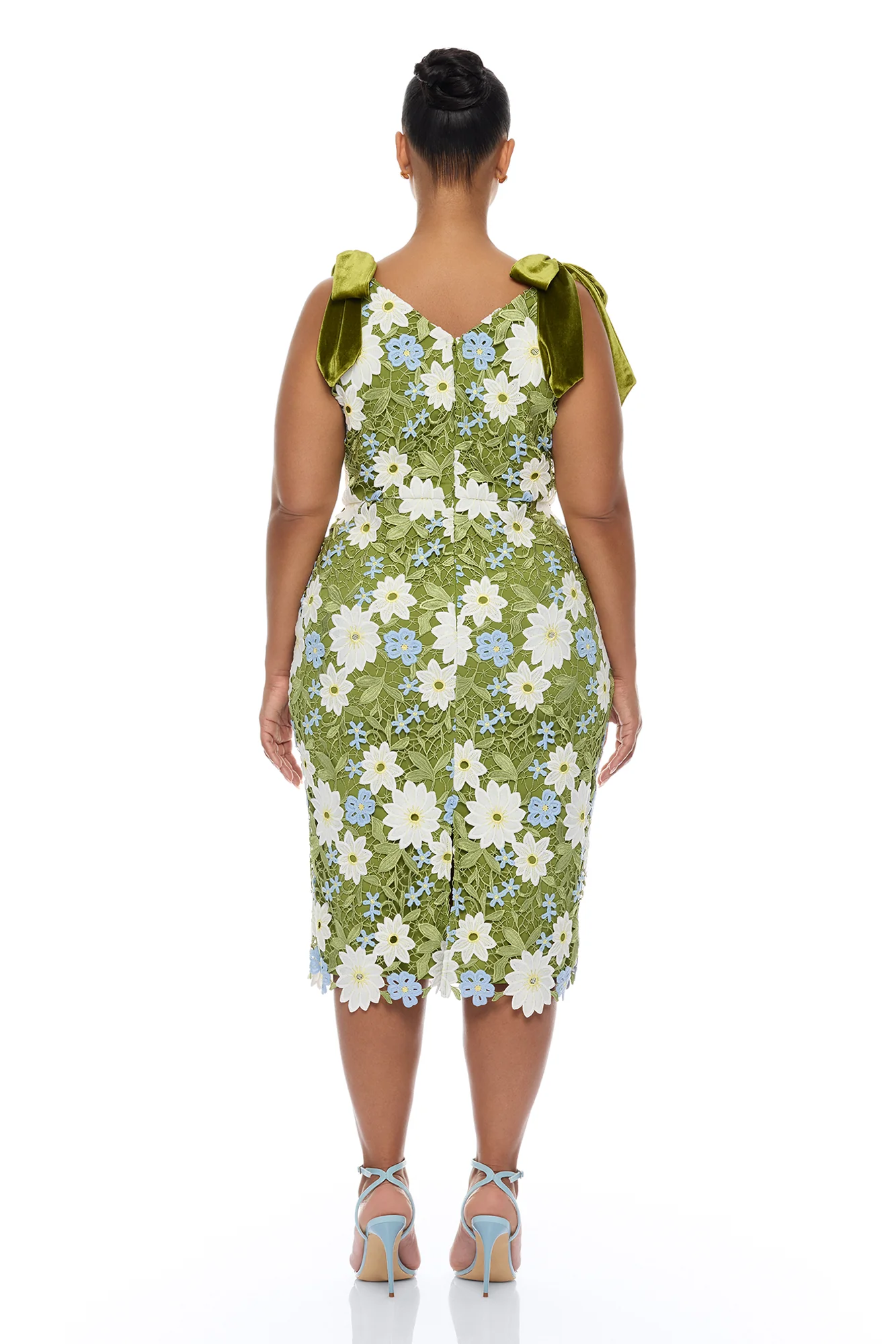 Dani Floral Embroidered Midi Dress - Chartreuse - Image 8