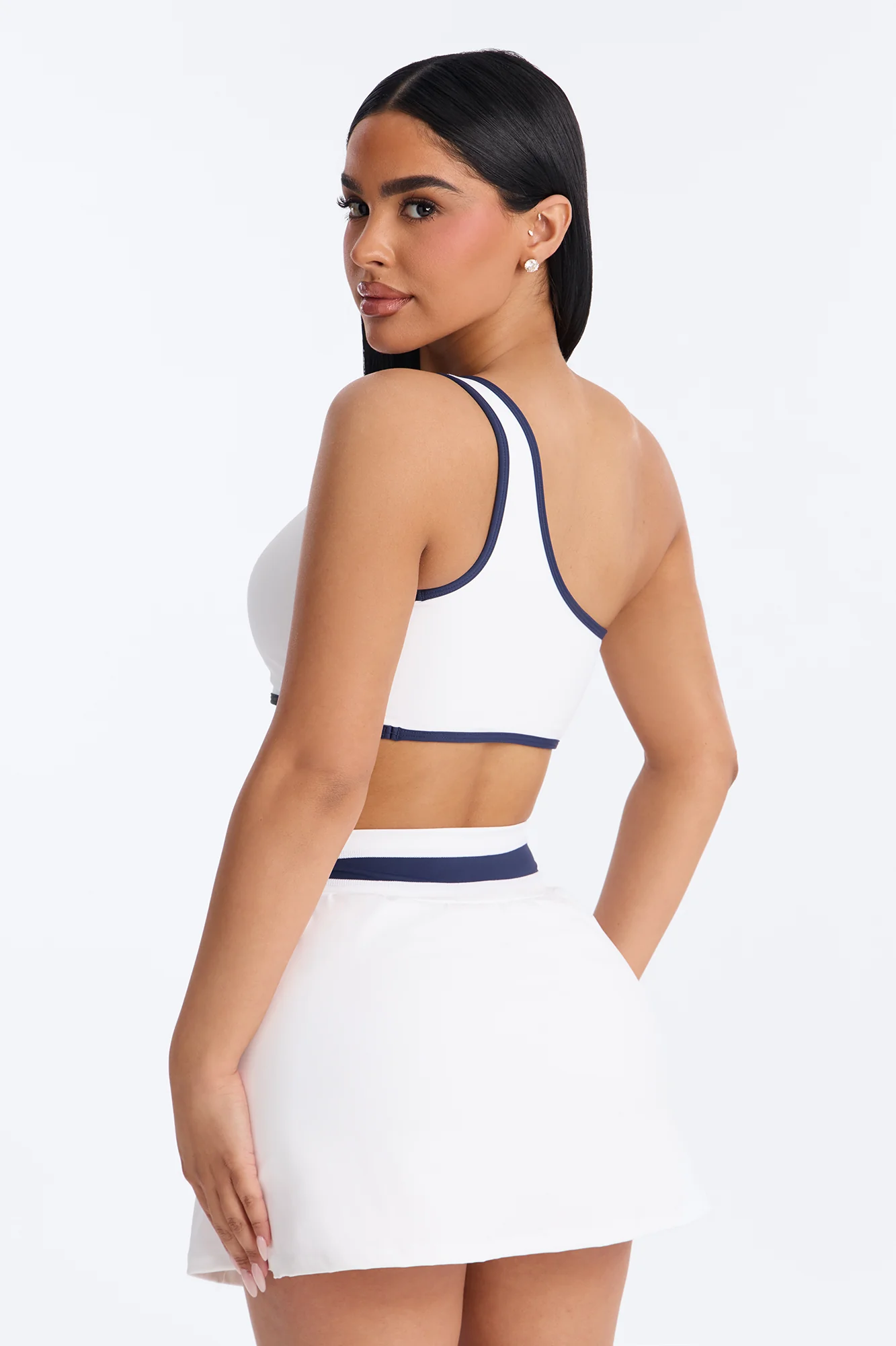Daniele One Shoulder Skirt Set - White - Image 4