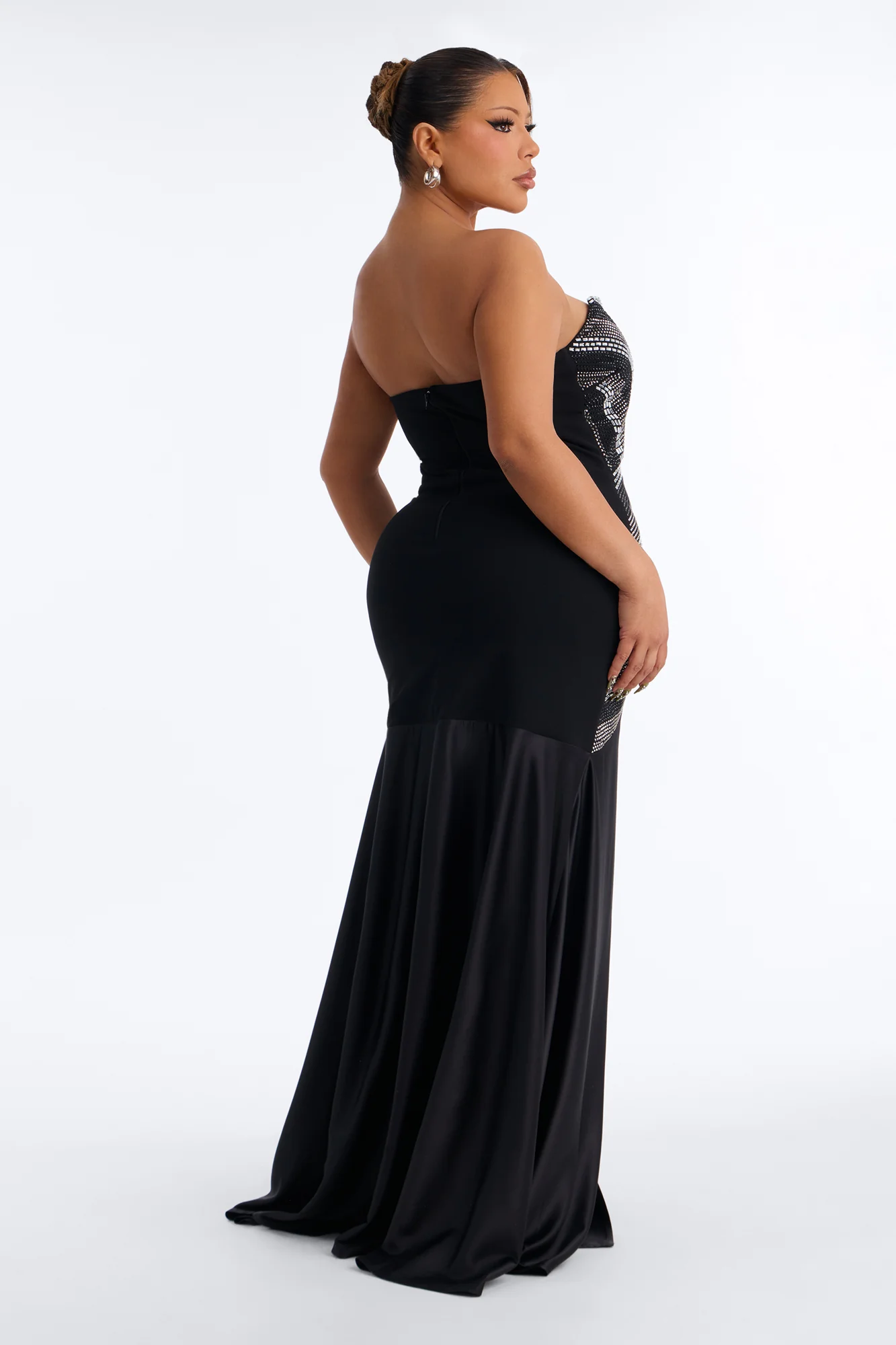Daniella Embellished Drop Waist Gown - Black - Image 8