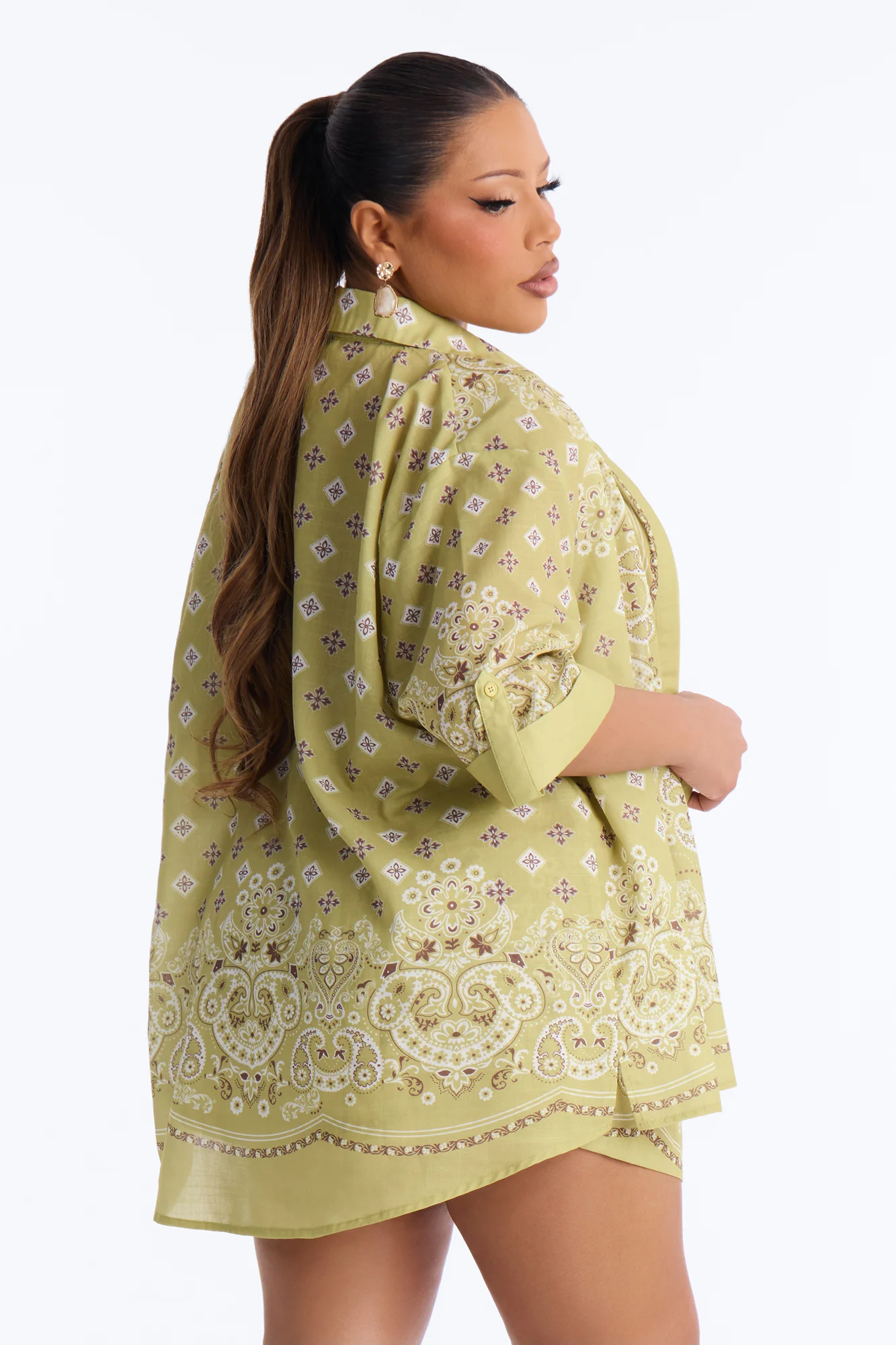 Daphne Paisley Short Set - Green - Image 8