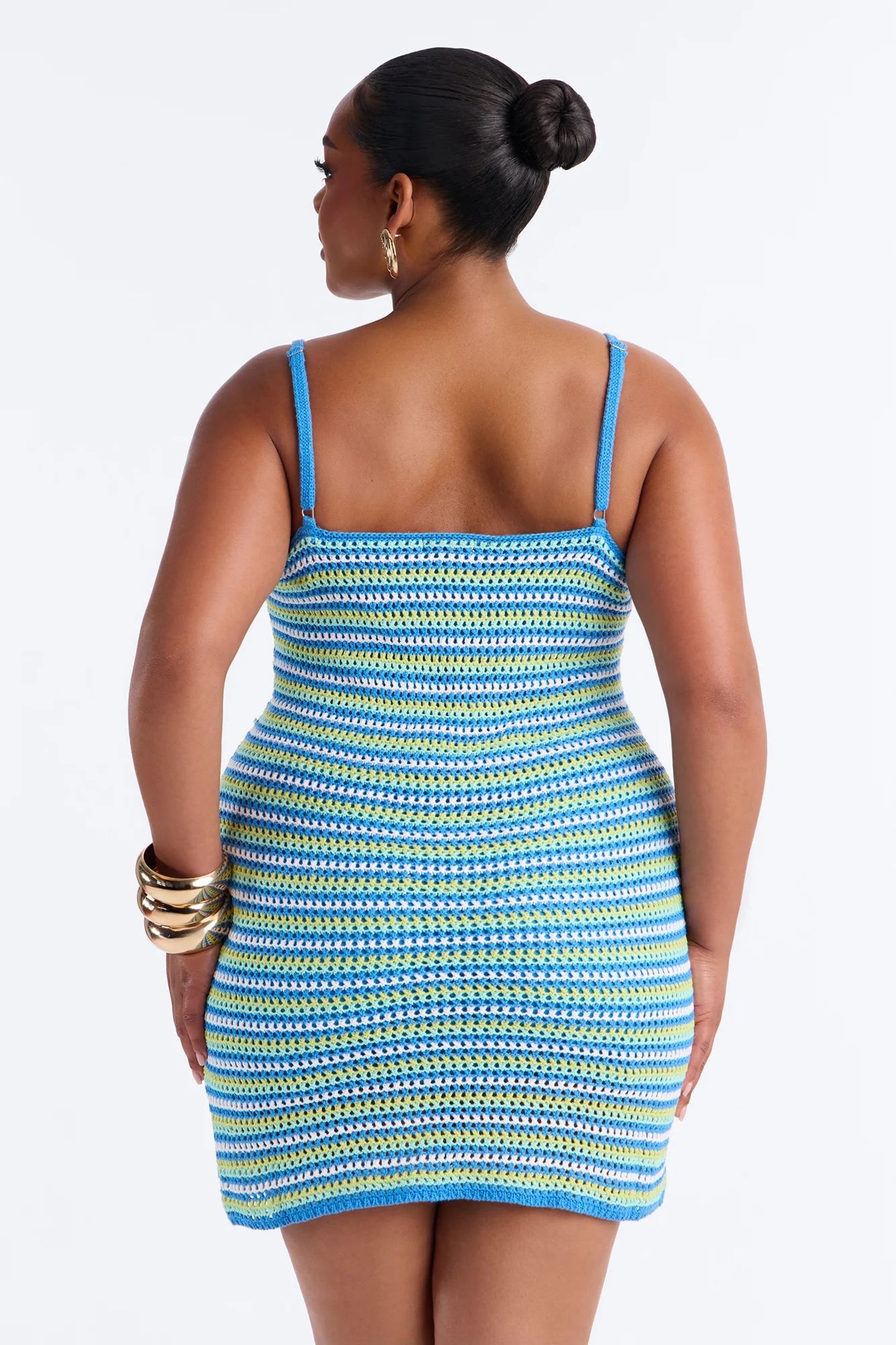 Daria Striped Crochet Mini Dress - Blue/combo - Image 7