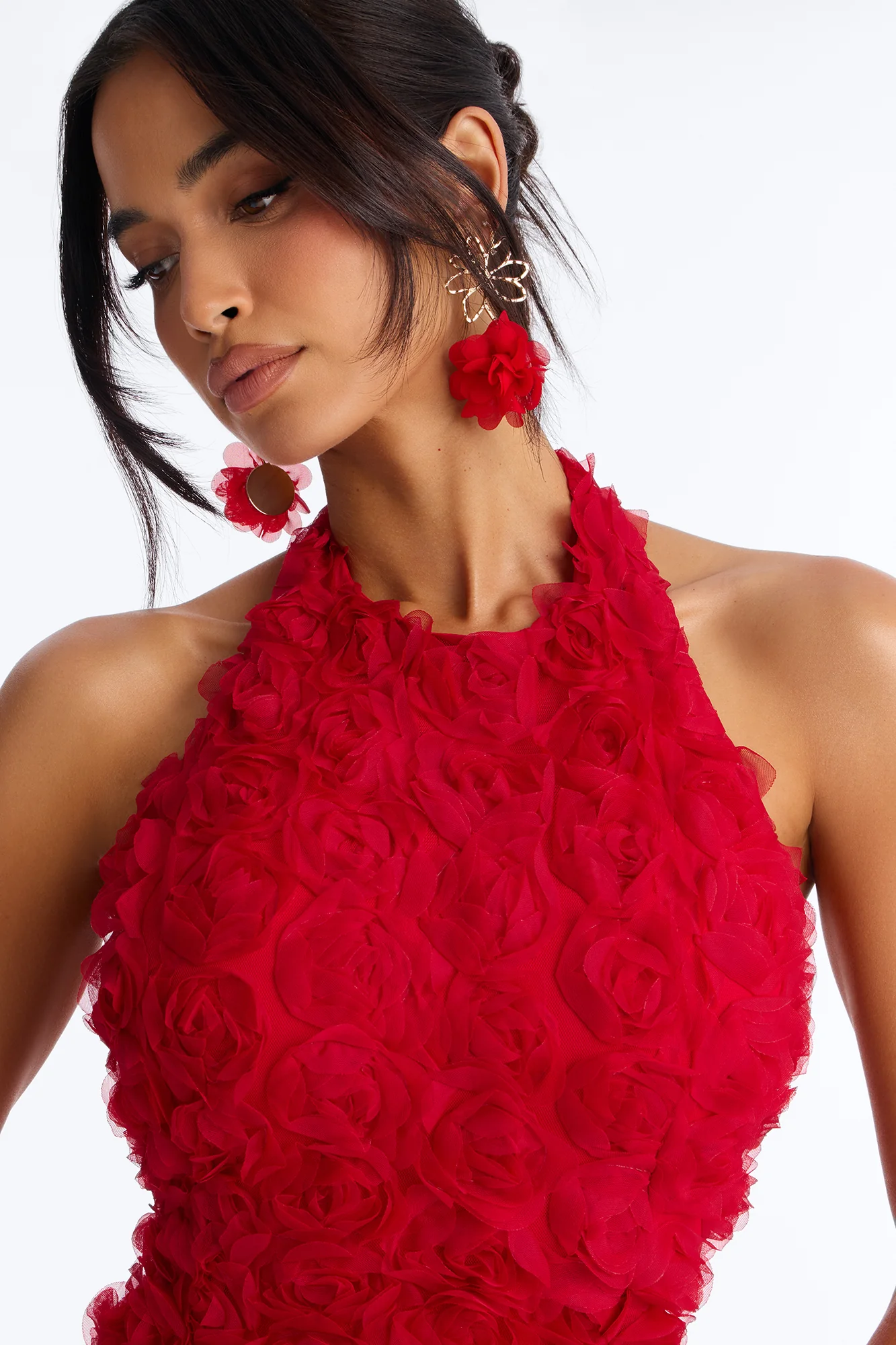 Dark Romance Sleeveless Mesh Mini Dress - Red - Image 3