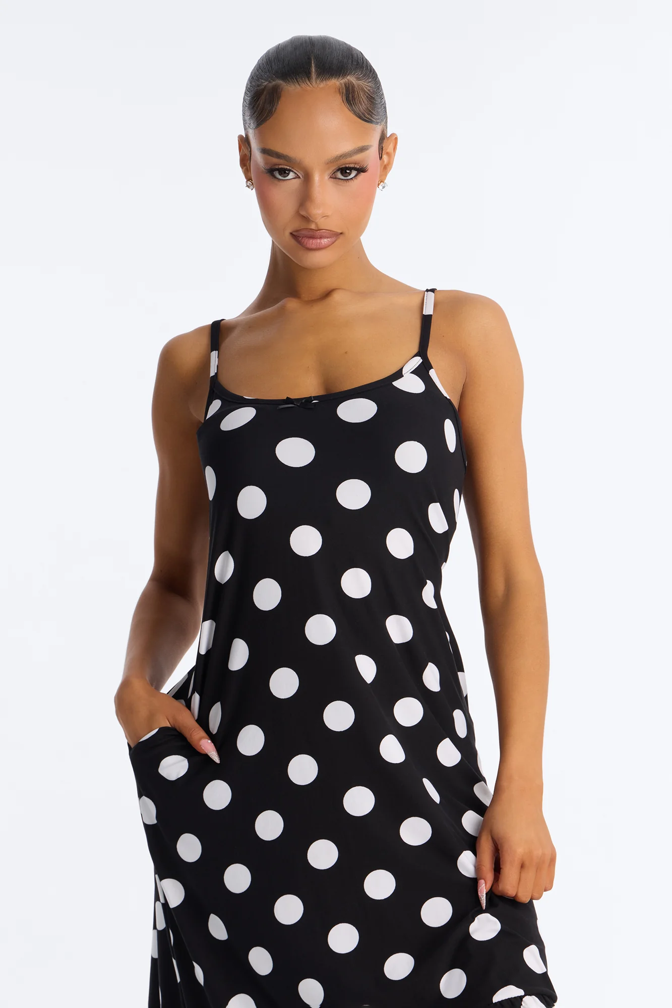 Darling Dot Dream Ruffle PJ Sleep Dress - Black/White - Image 2