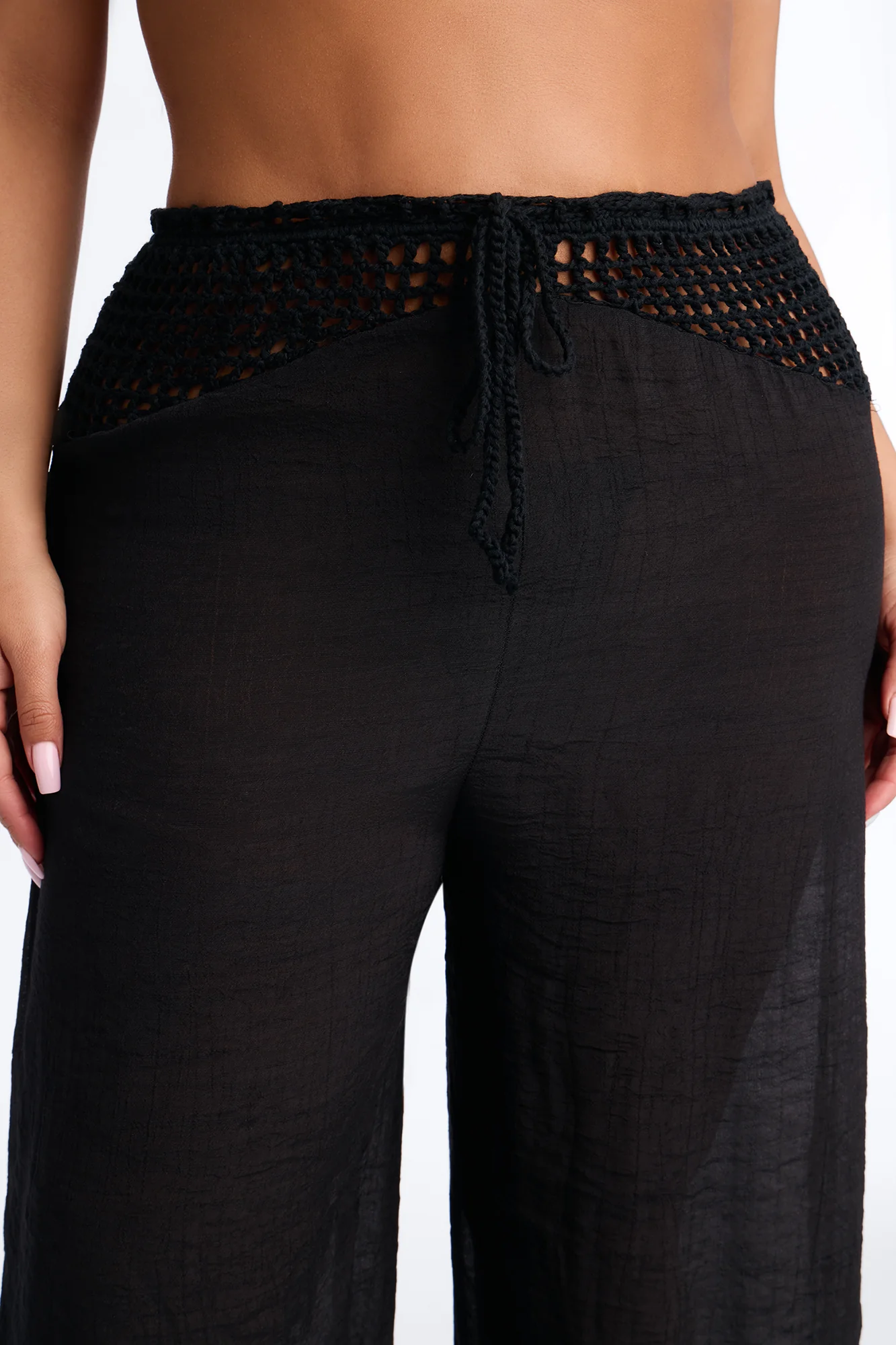 Darling Linen Swim Cover Up Pant - Black - Image 7