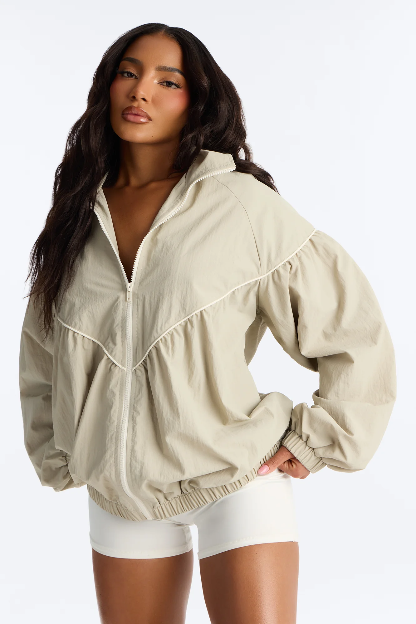 Daybreak Flow Funnel Neck Windbreaker Jacket - Sage