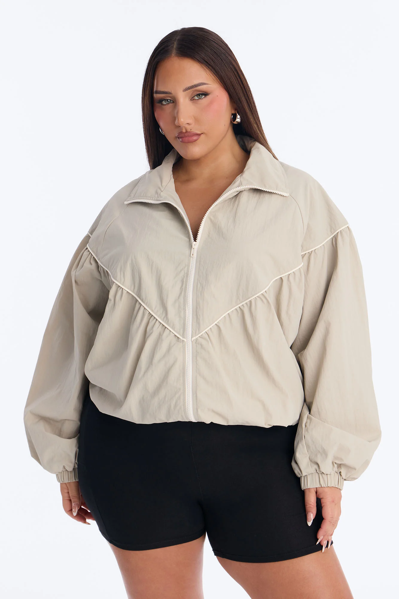 Daybreak Flow Funnel Neck Windbreaker Jacket - Sage - Image 6