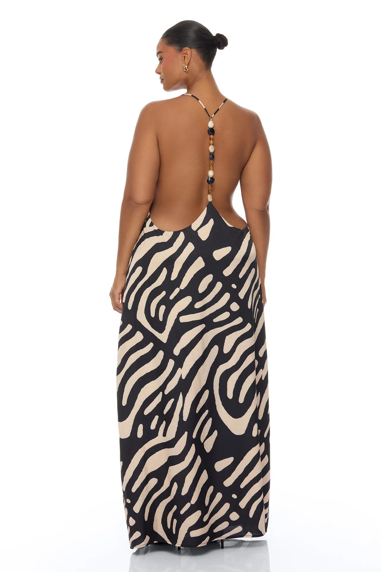 Daydreaming Backless Satin Maxi Dress - Black/combo - Image 8