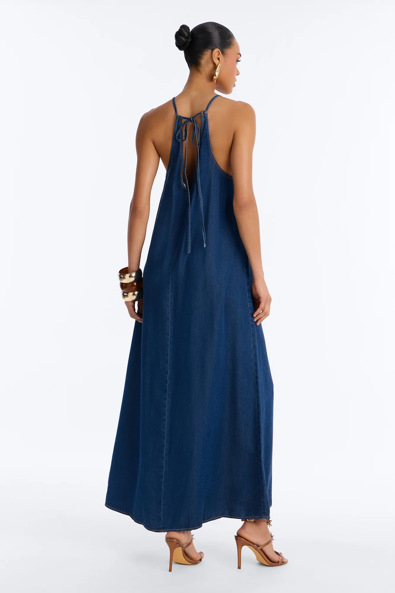 Daytime Chic Denim Maxi Dress - Dark Wash - Image 4
