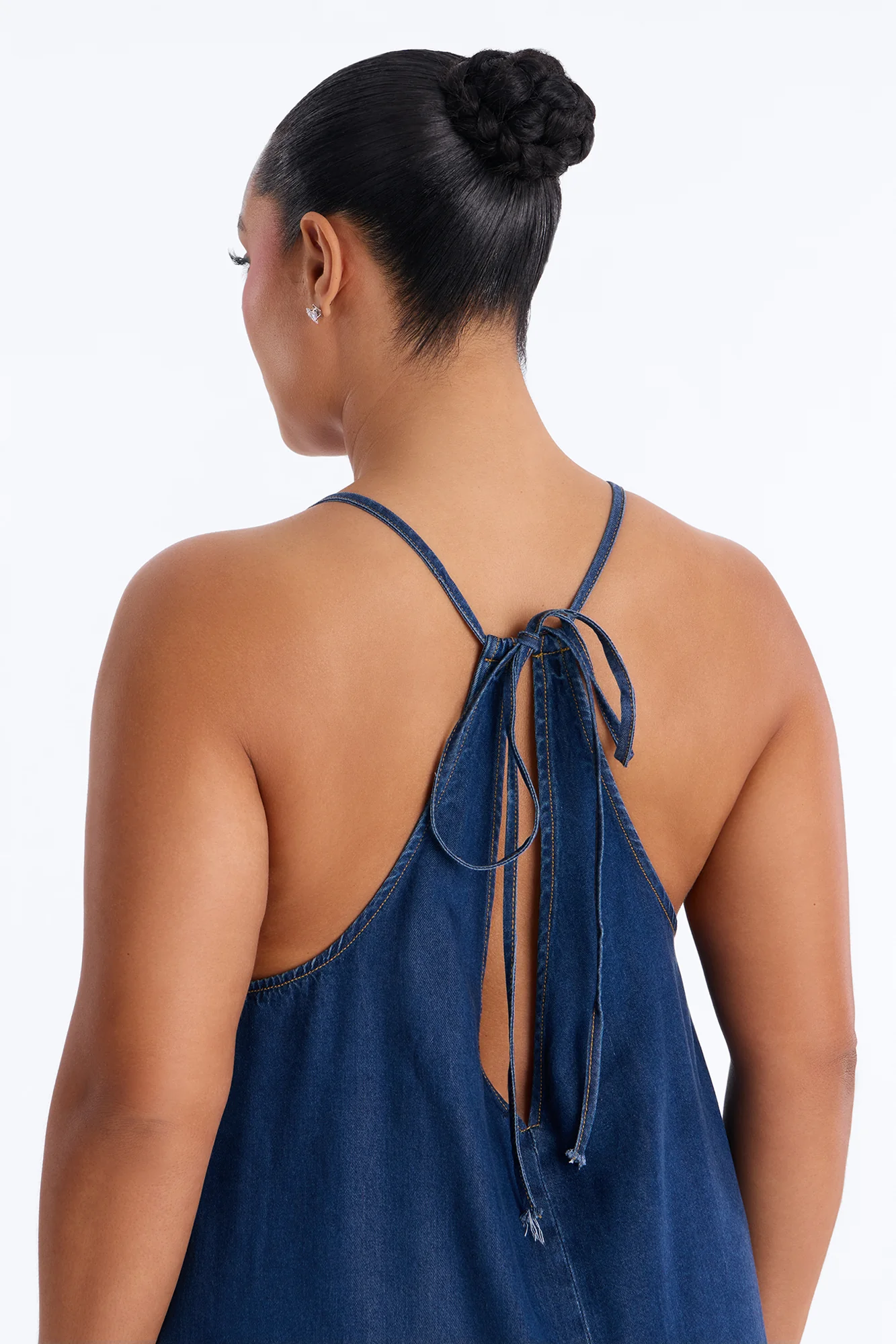 Daytime Chic Denim Maxi Dress - Dark Wash - Image 7