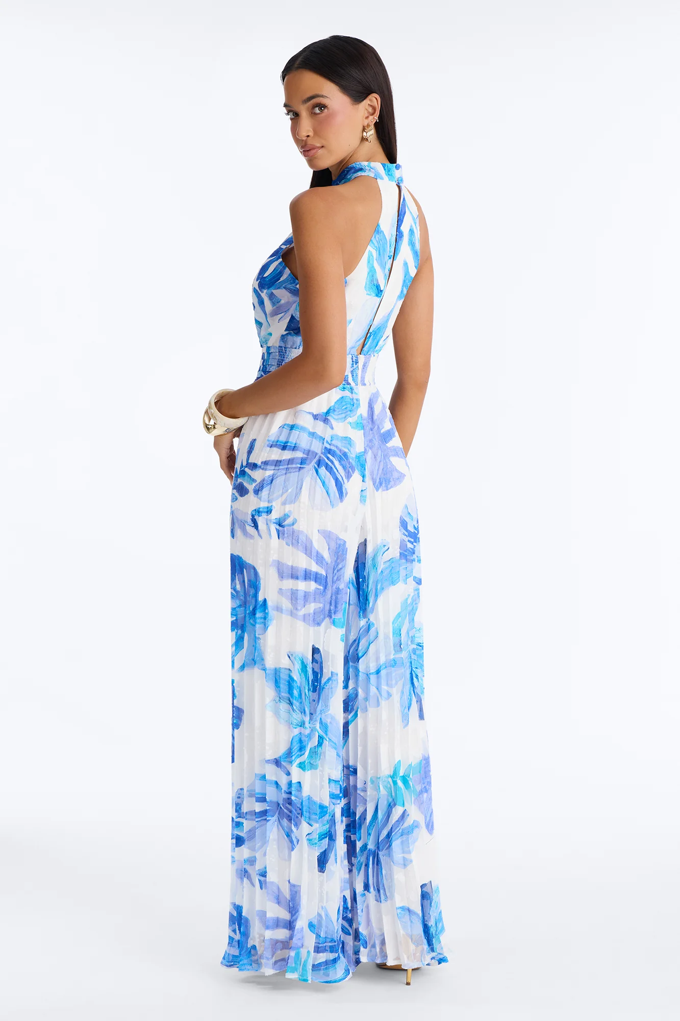 Deanna Tropical Chiffon Wide Leg - Blue - Image 4