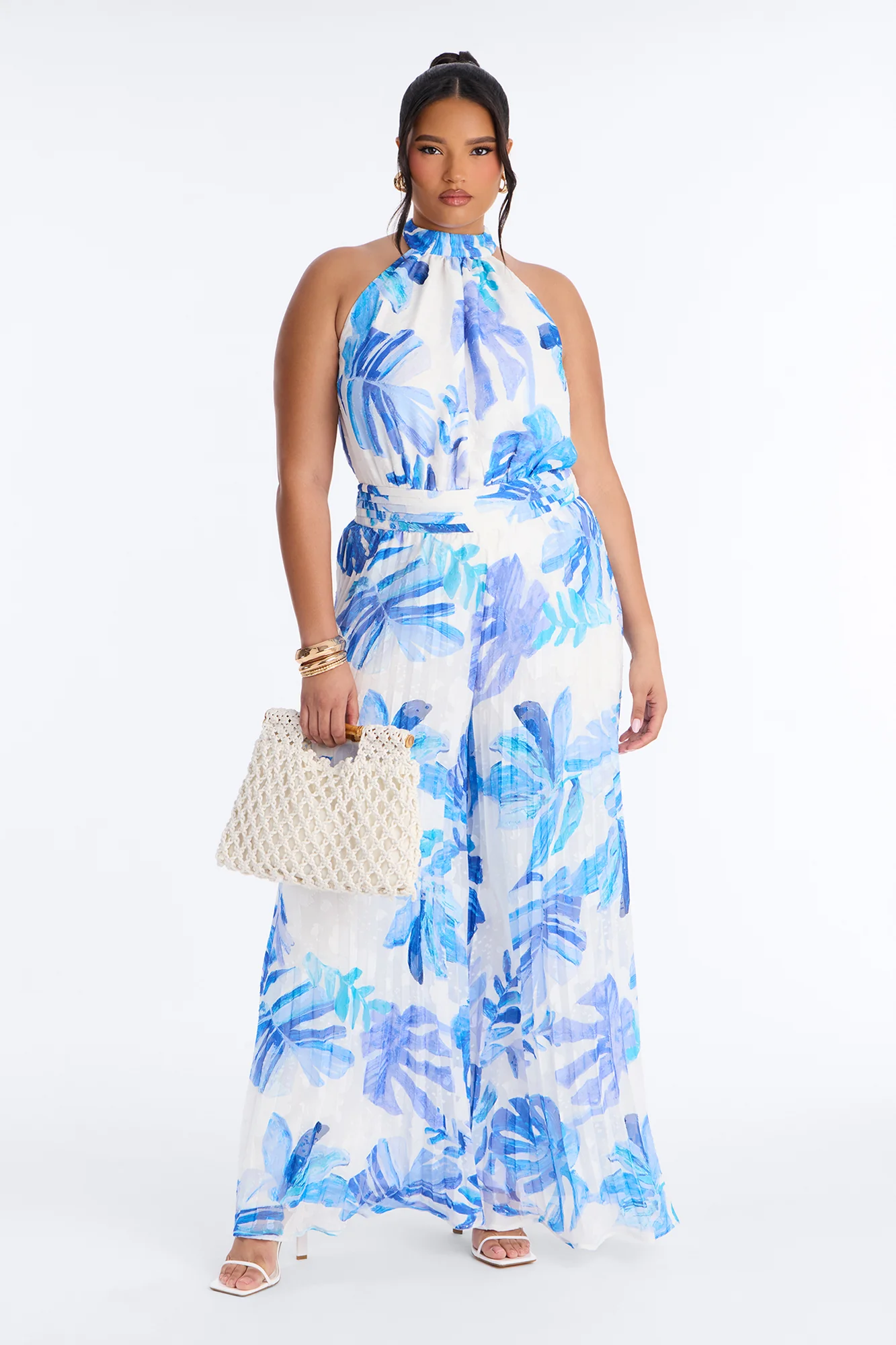 Deanna Tropical Chiffon Wide Leg - Blue - Image 5