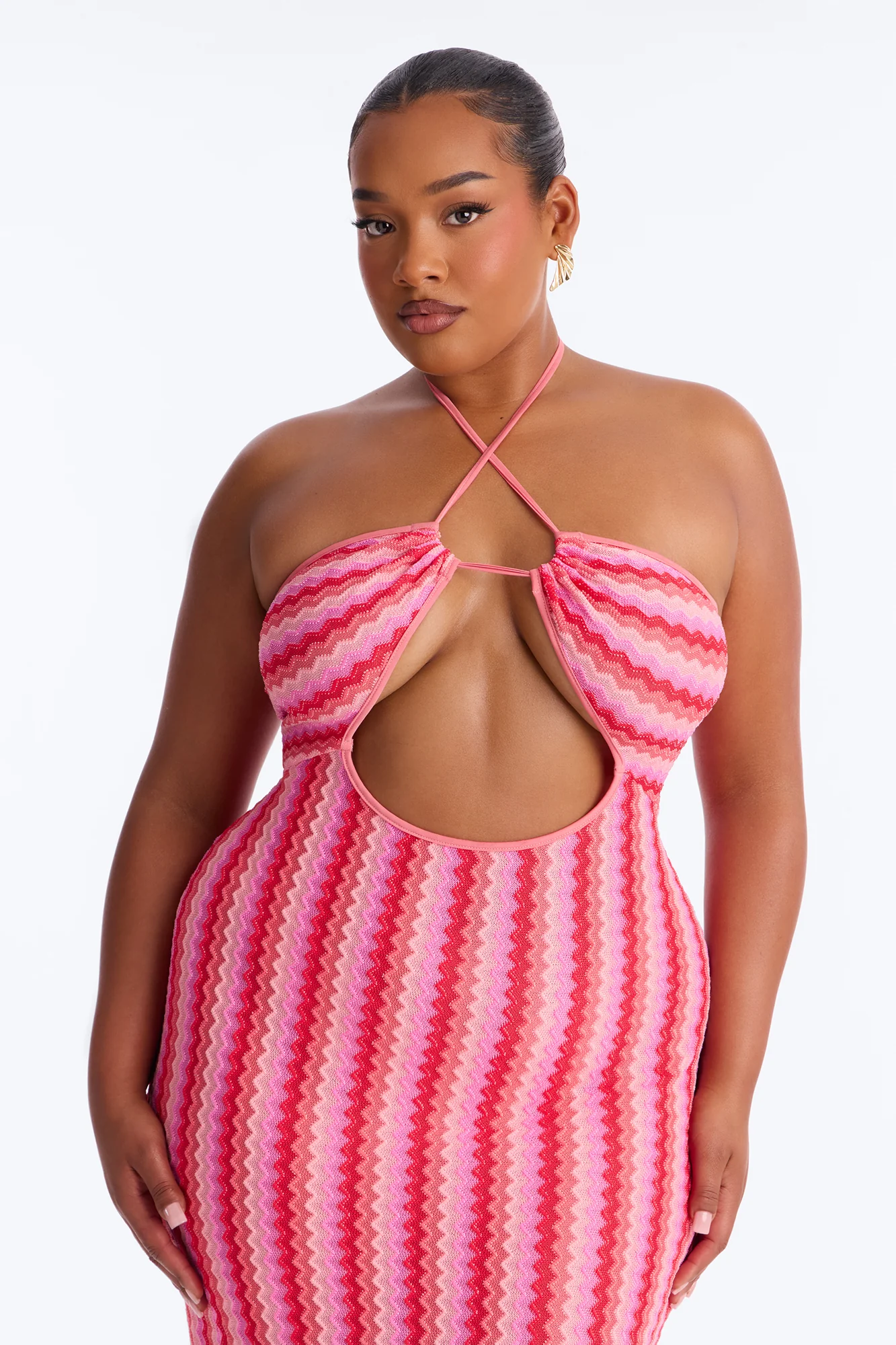 Deep Sea Swim Knit Cover Up Dress - Pink/combo - Image 5