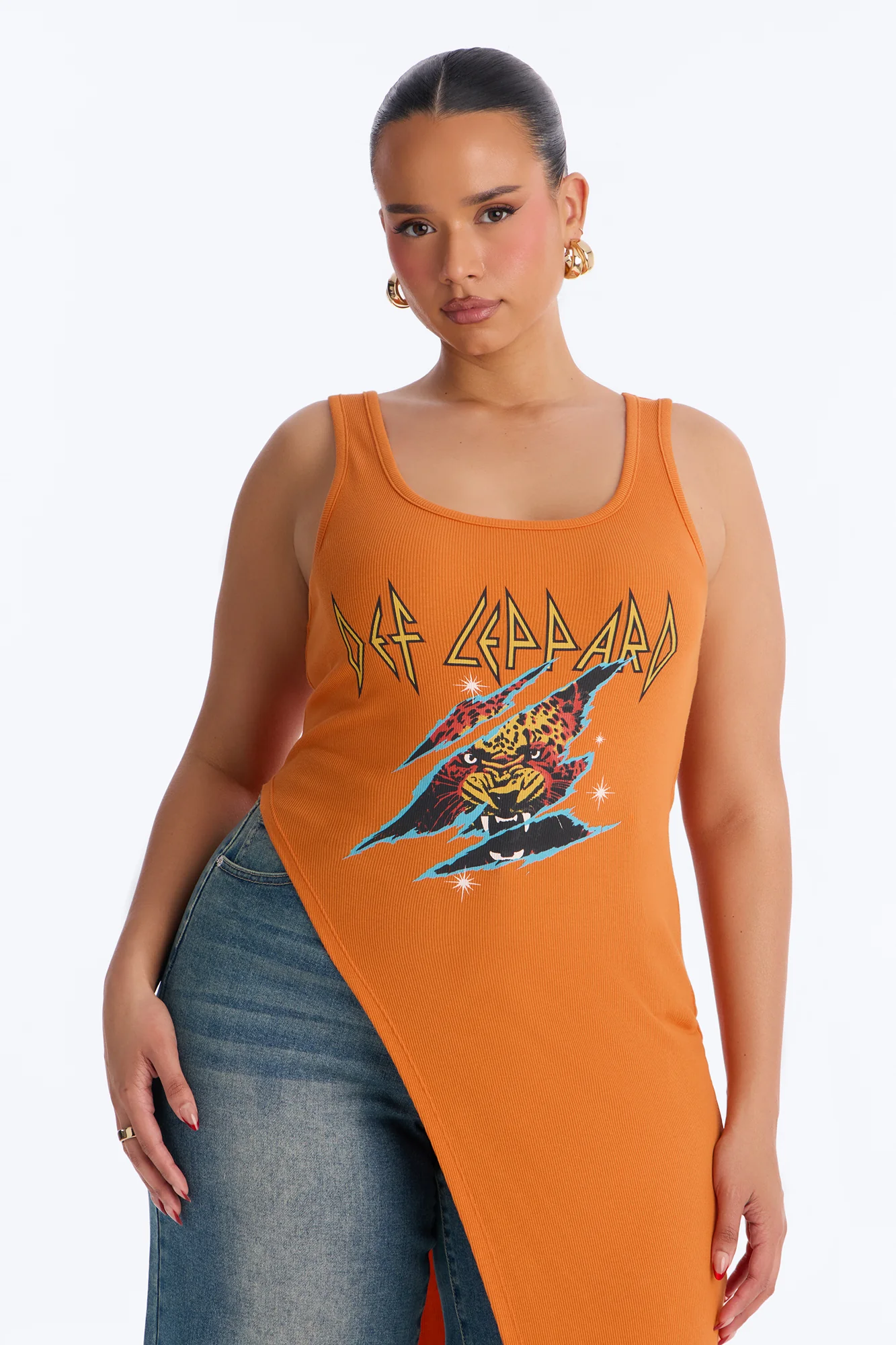 Def Leppard Long Asymmetrical Tank - Orange - Image 6