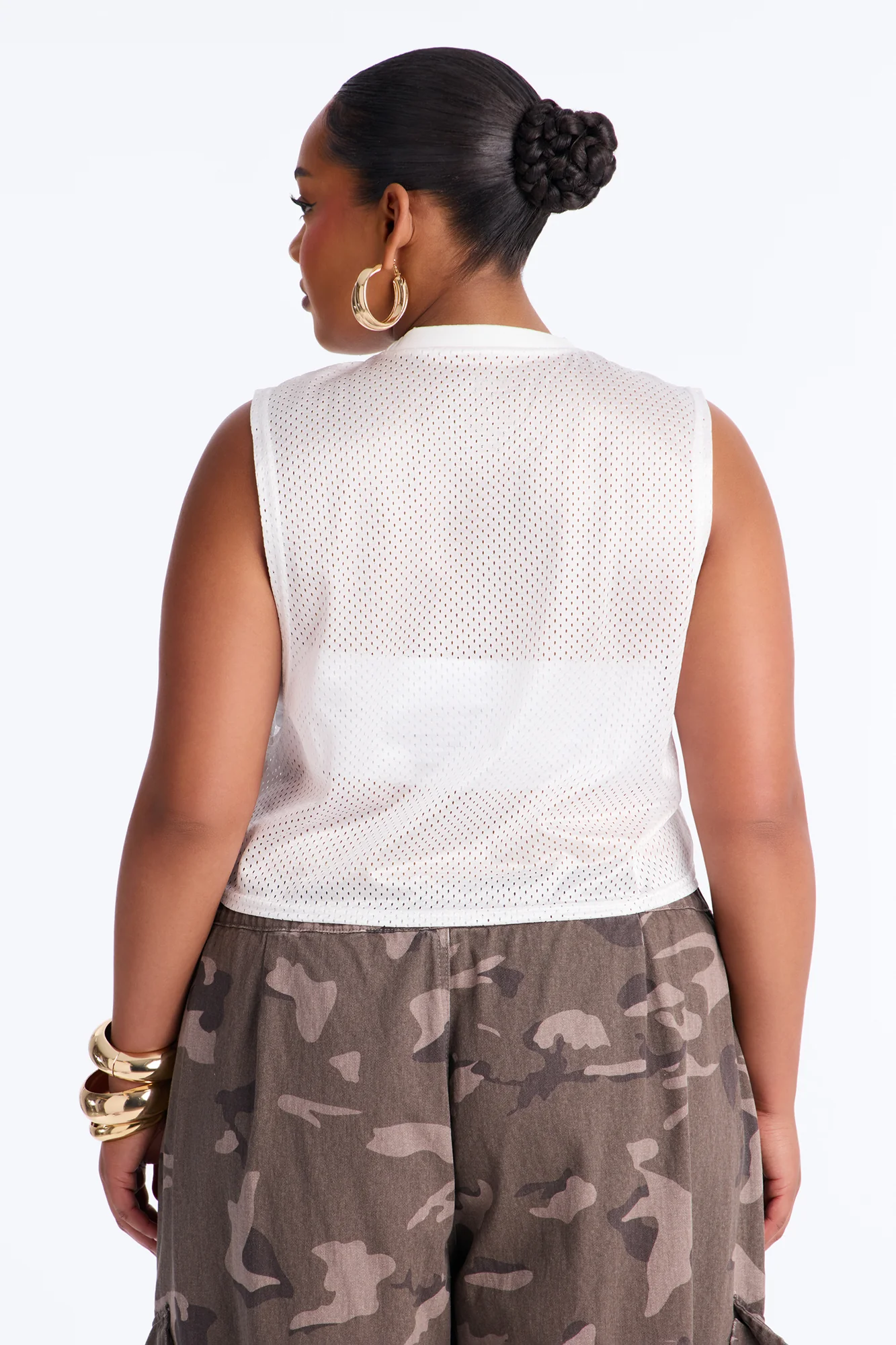 Def Leppard Mesh Cropped Muscle Tee - White - Image 8