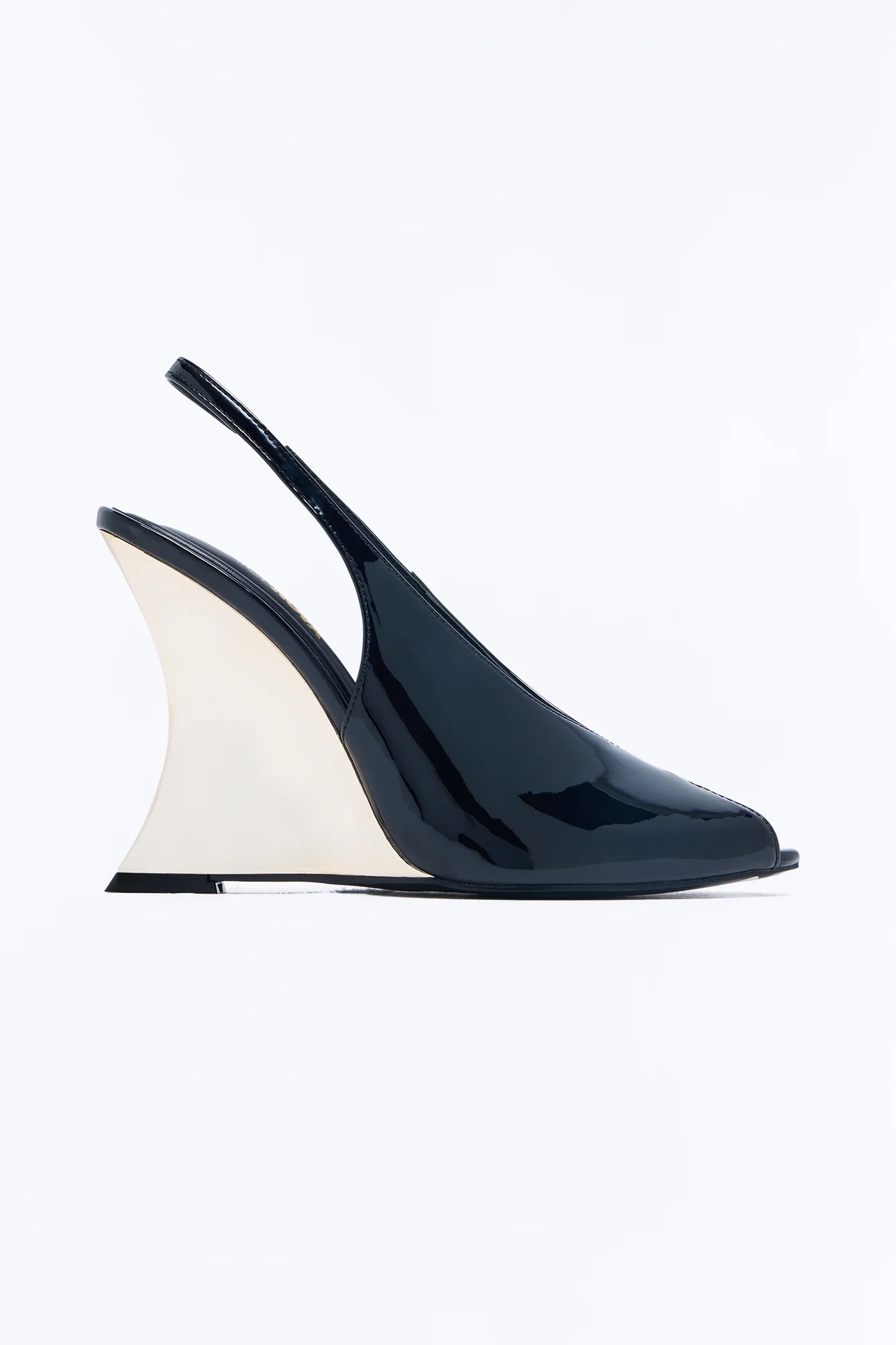 Define Peep Toe Patent Wedges - Black
