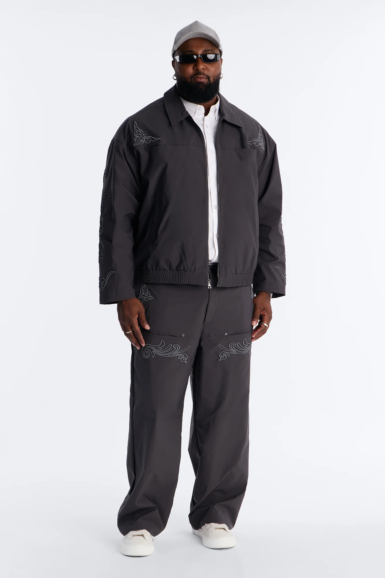 Delaro Embroidered Bomber Jacket - Charcoal - Image 7