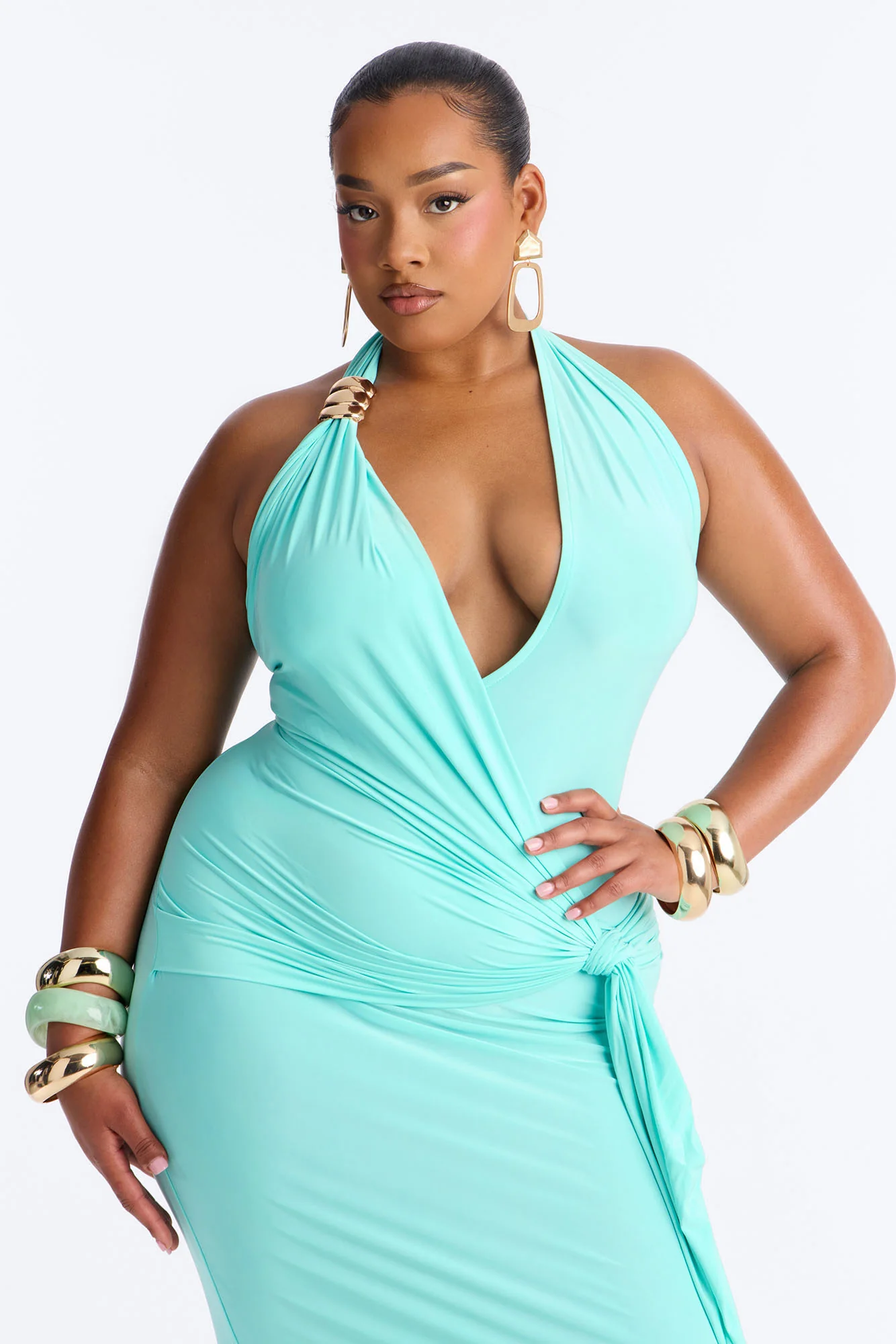 Delia Halter Backless Maxi Dress - Aqua - Image 7