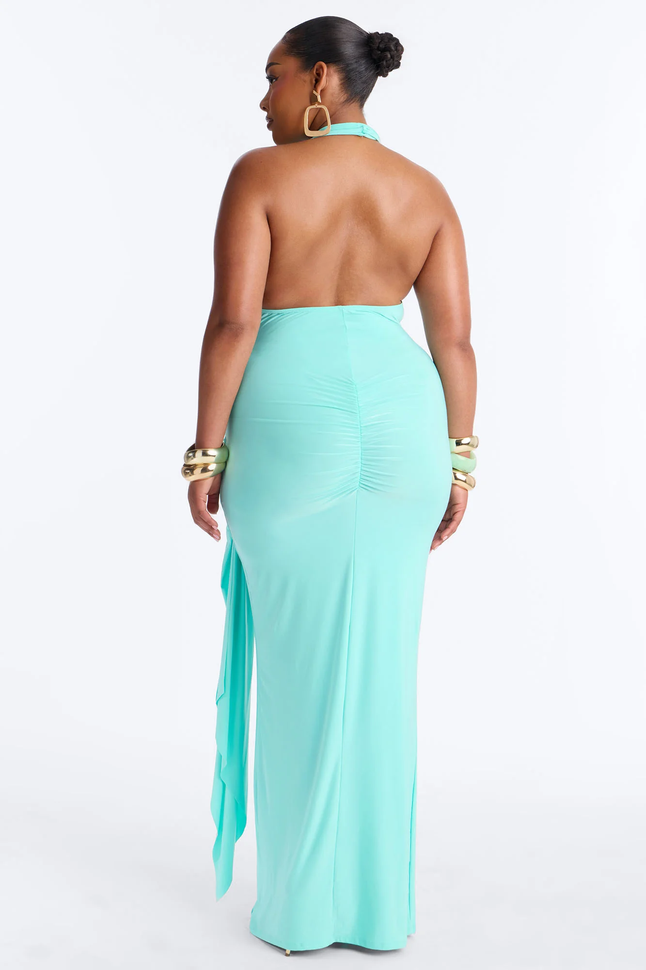 Delia Halter Backless Maxi Dress - Aqua - Image 9