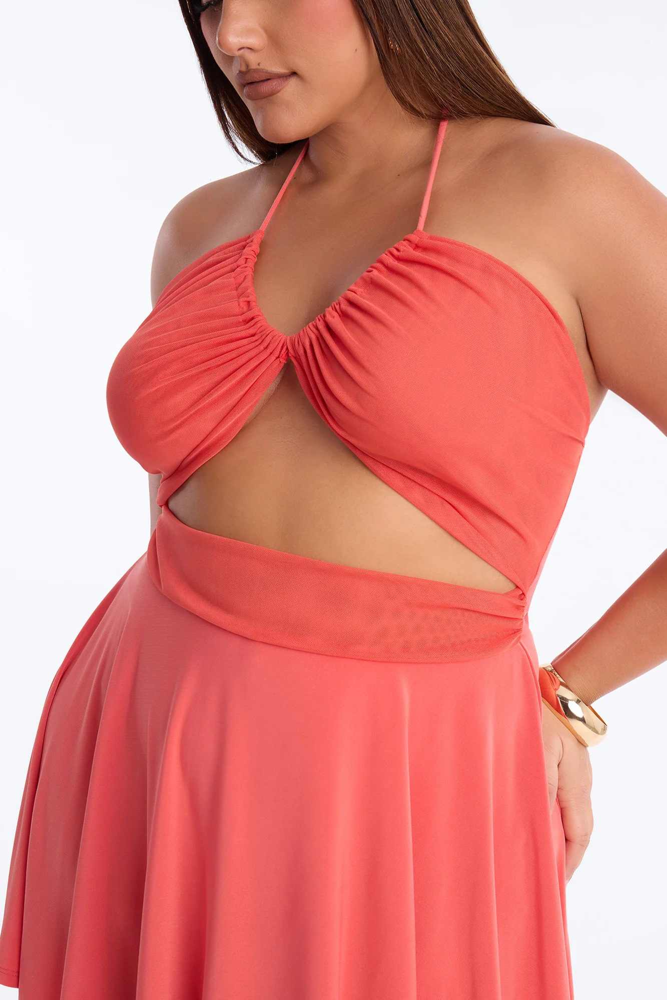 Delulu But Sweet Mesh Mini Dress - Tomato Red - Image 7