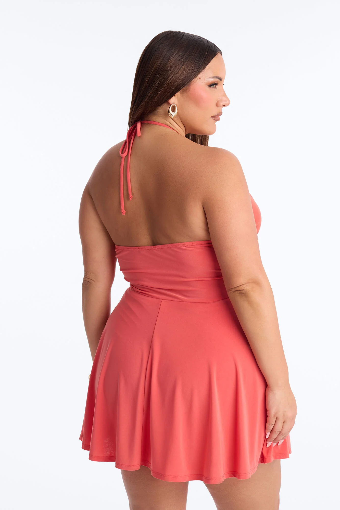 Delulu But Sweet Mesh Mini Dress - Tomato Red - Image 8