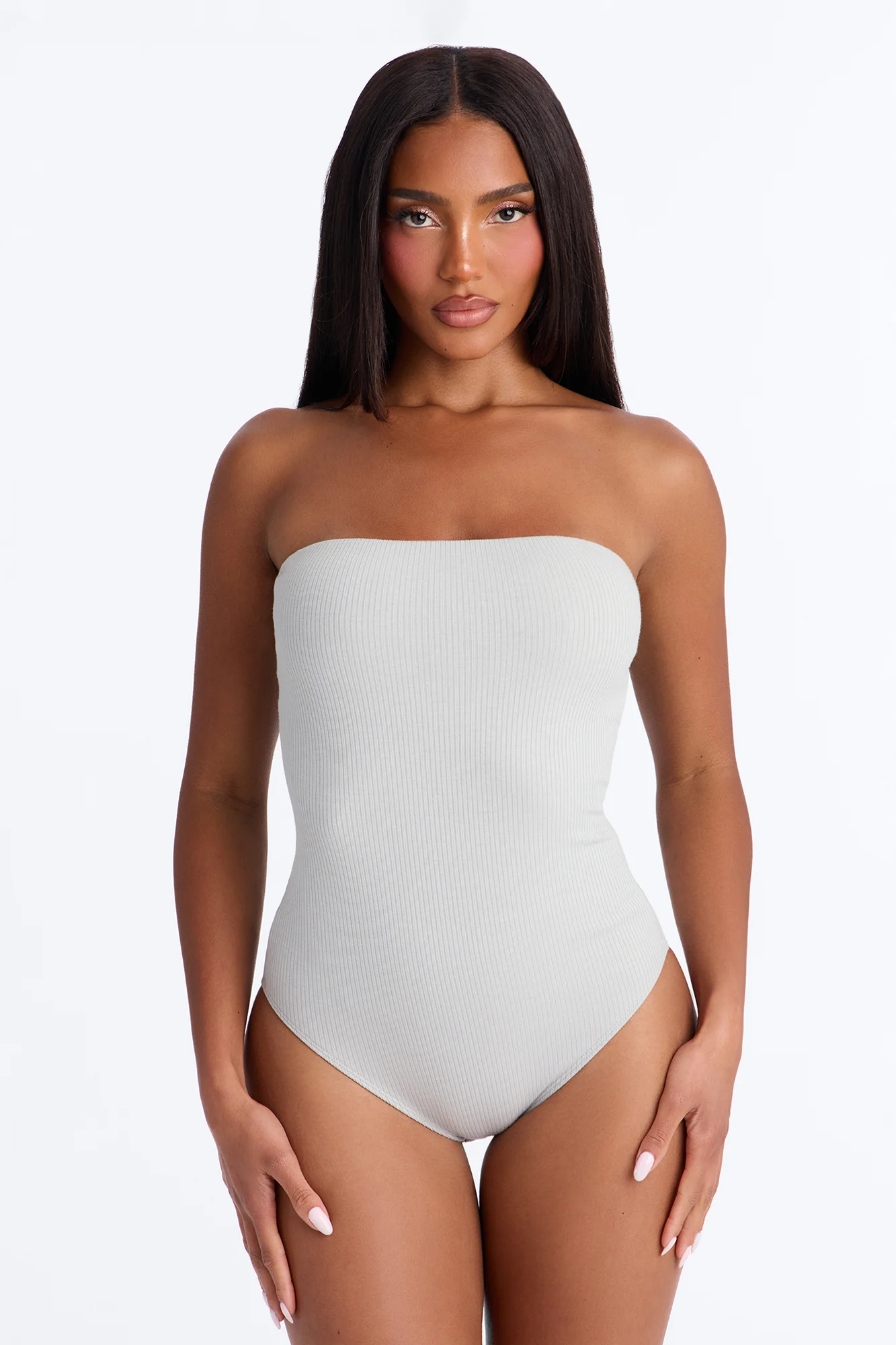 Demi Double Lined Tube Bodysuit - Light Grey