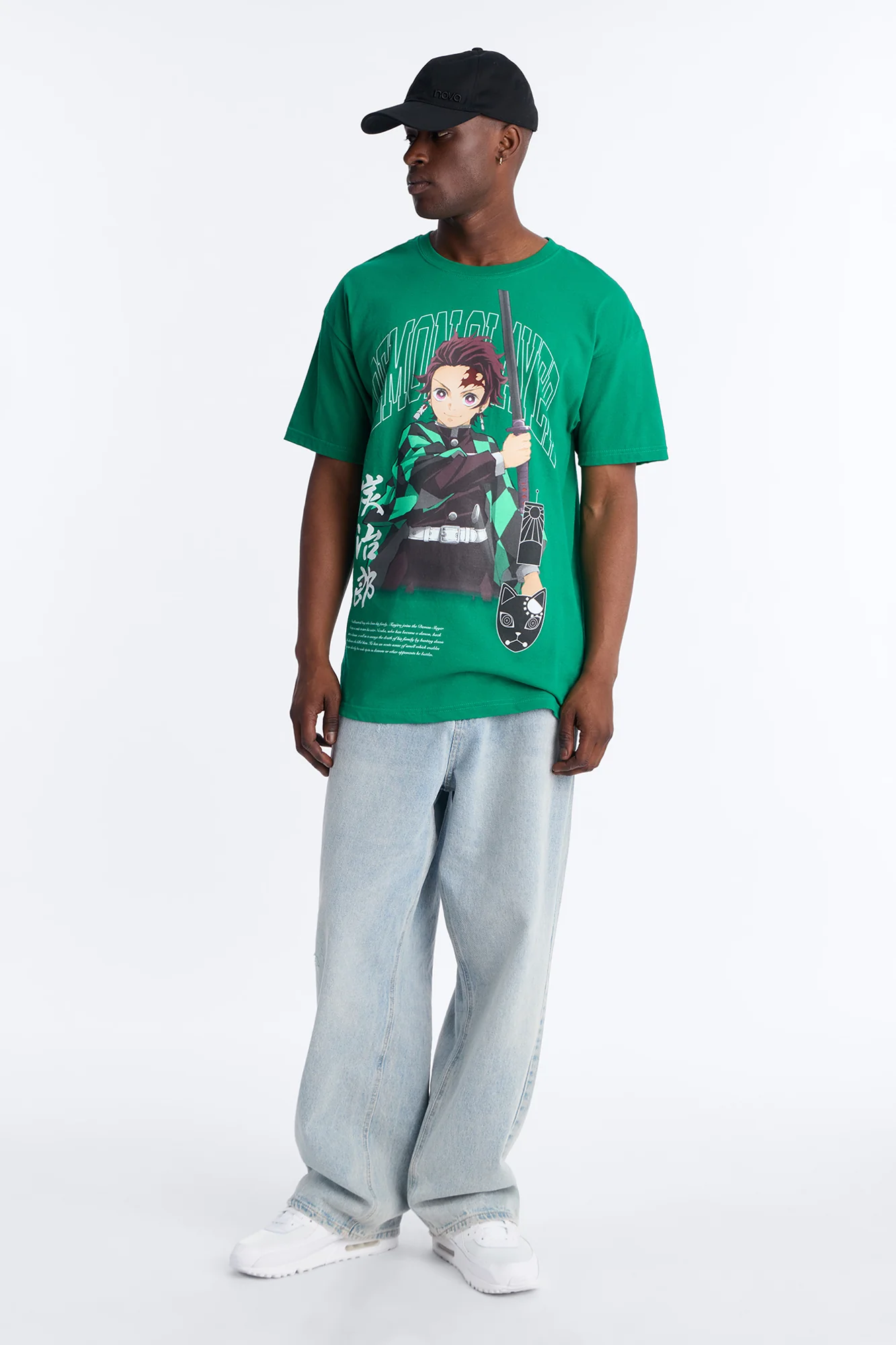 Demon Slayer Tanjiro Oversized Short Sleeve Tee - Green - Image 2