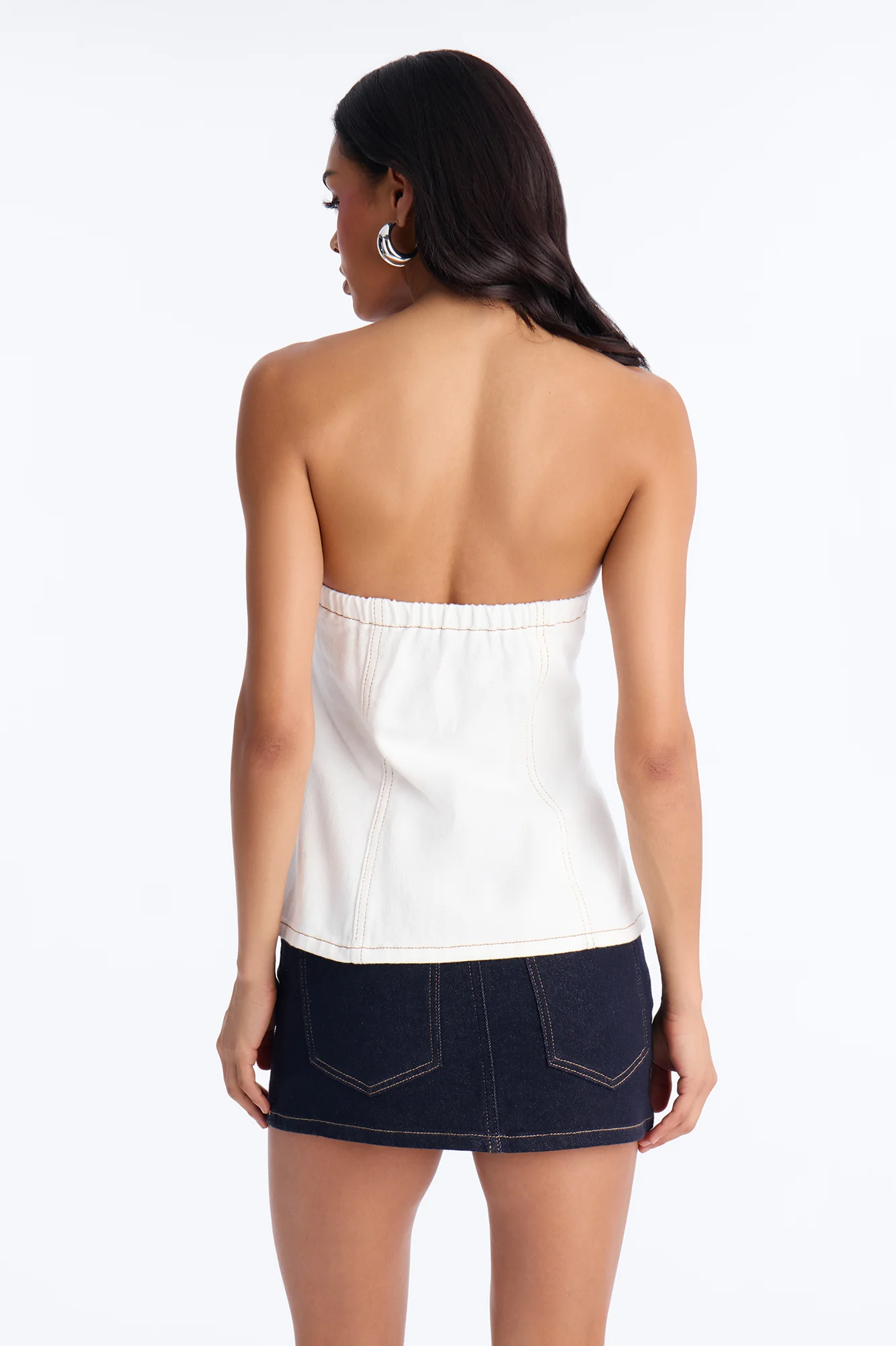 Denim Therapy Asymmetrical Tube Top - White - Image 4