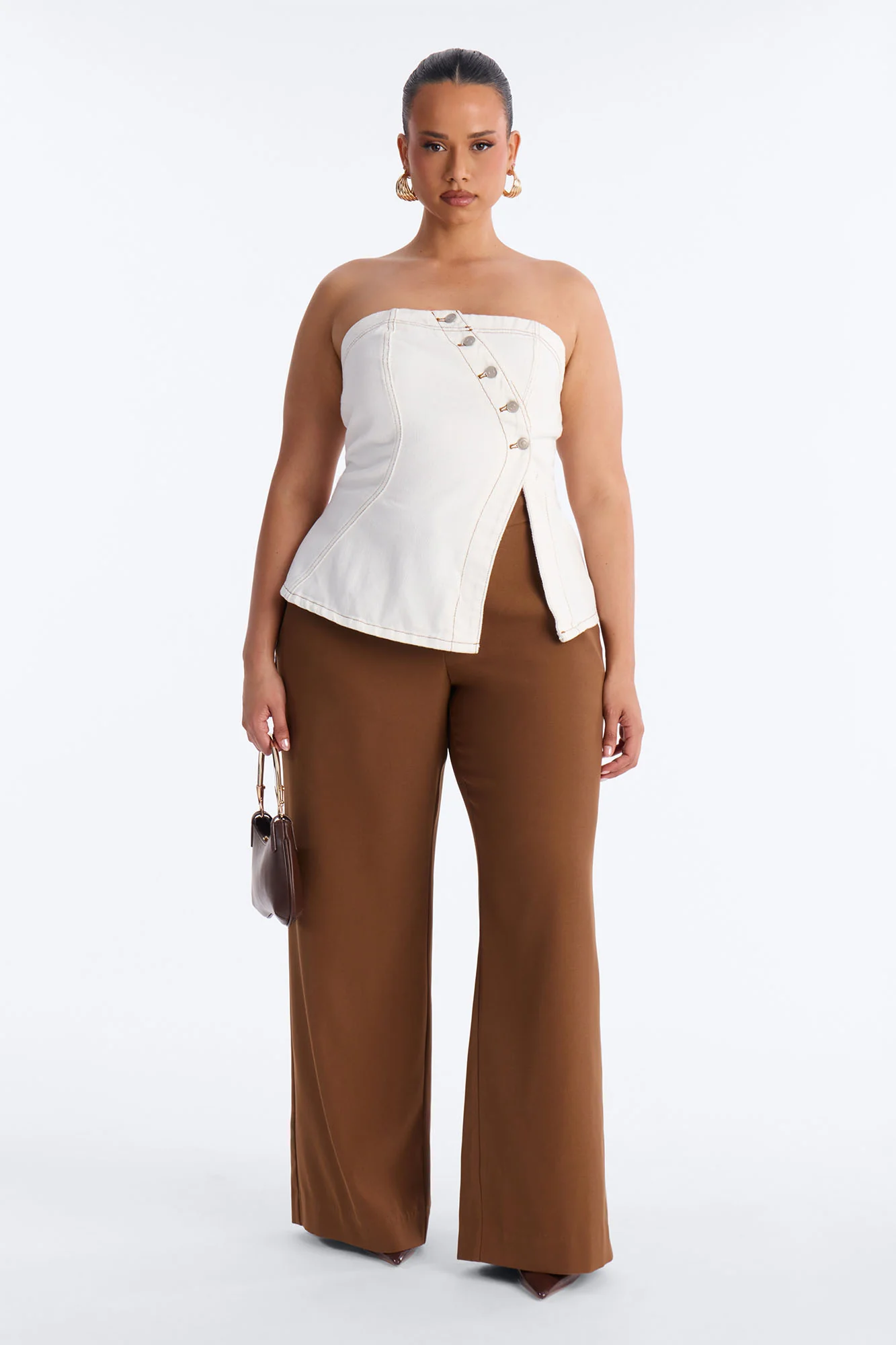 Denim Therapy Asymmetrical Tube Top - White - Image 6