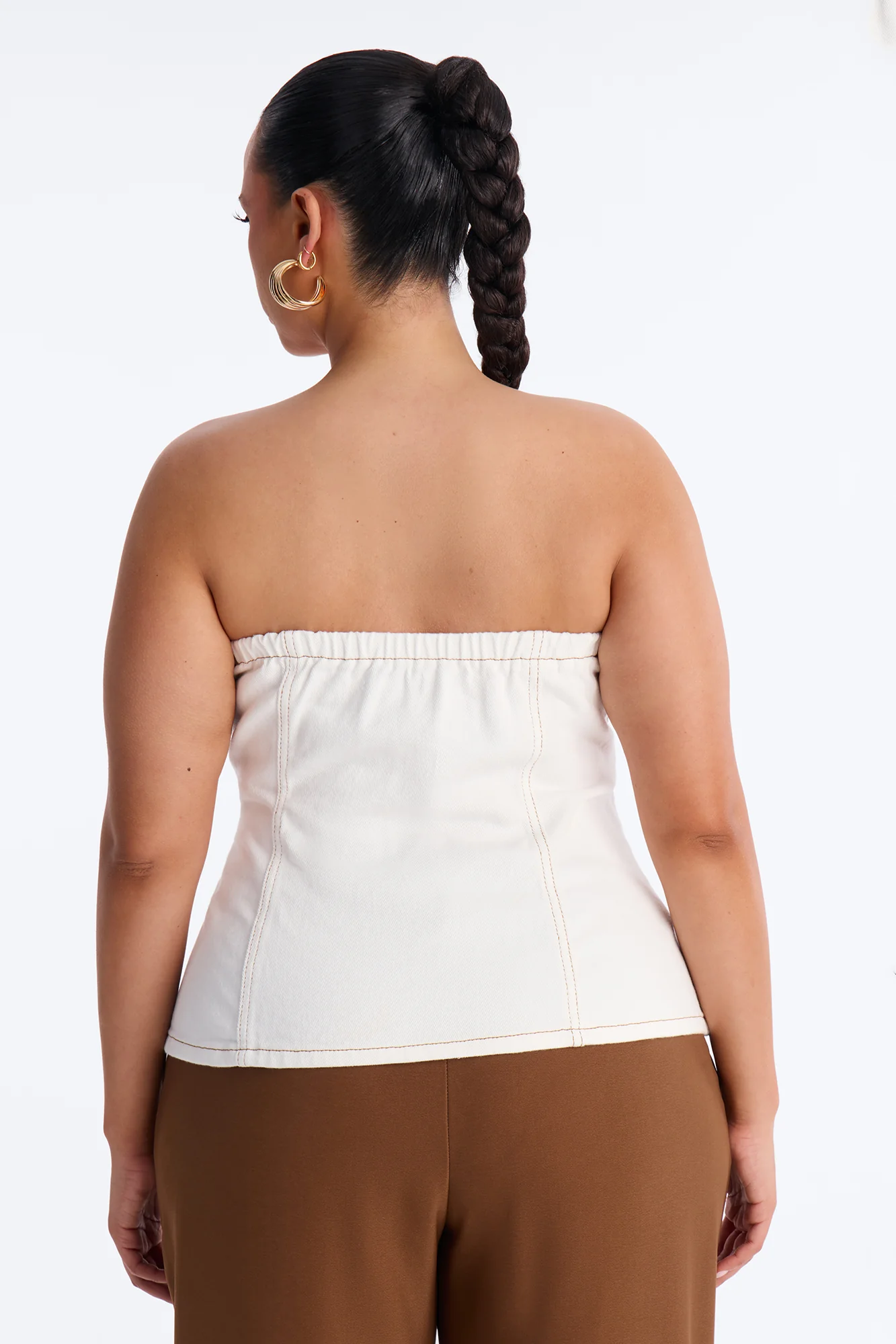 Denim Therapy Asymmetrical Tube Top - White - Image 8
