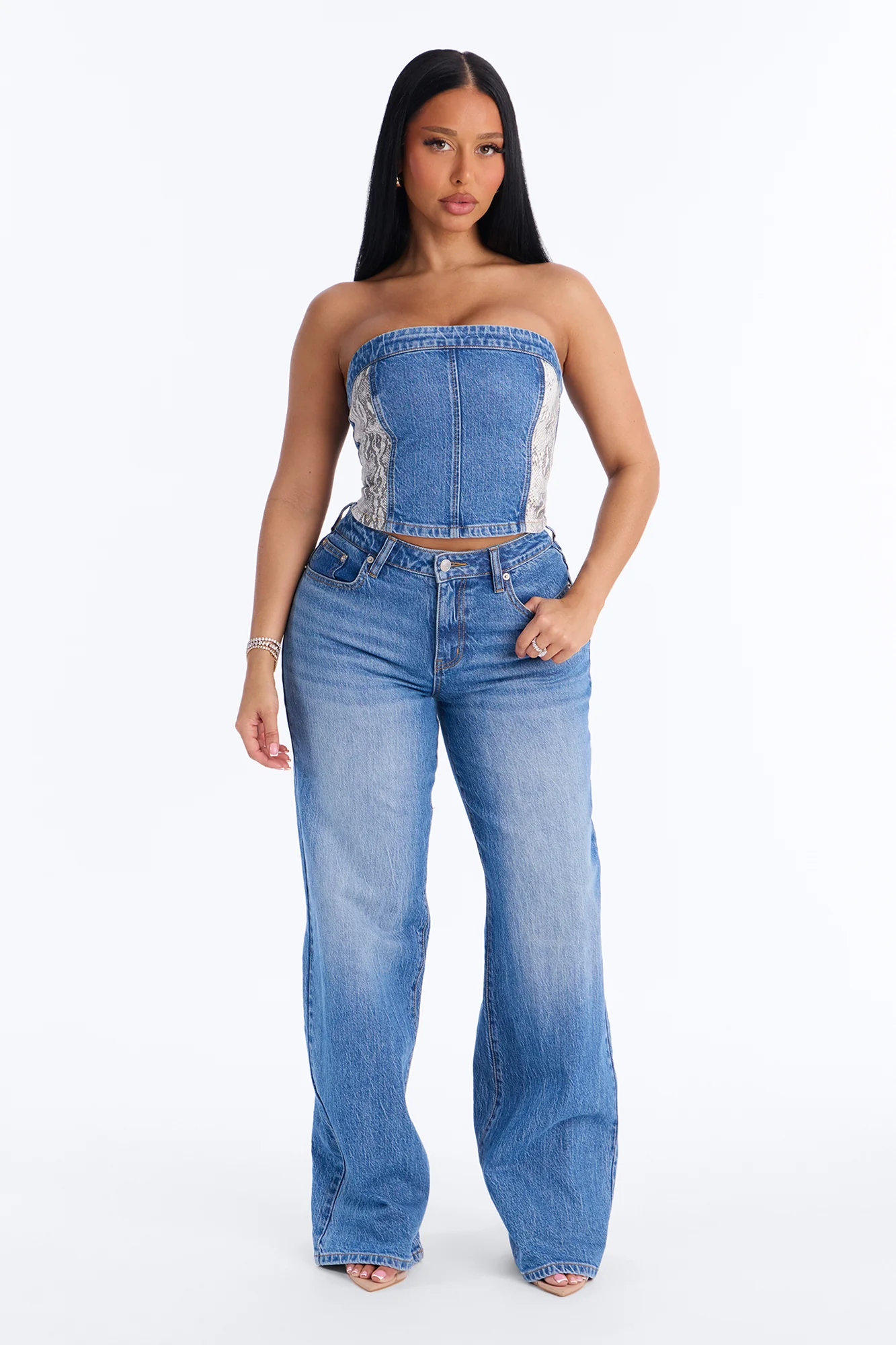 Denim Venom Pant Set - Medium Wash - Image 2