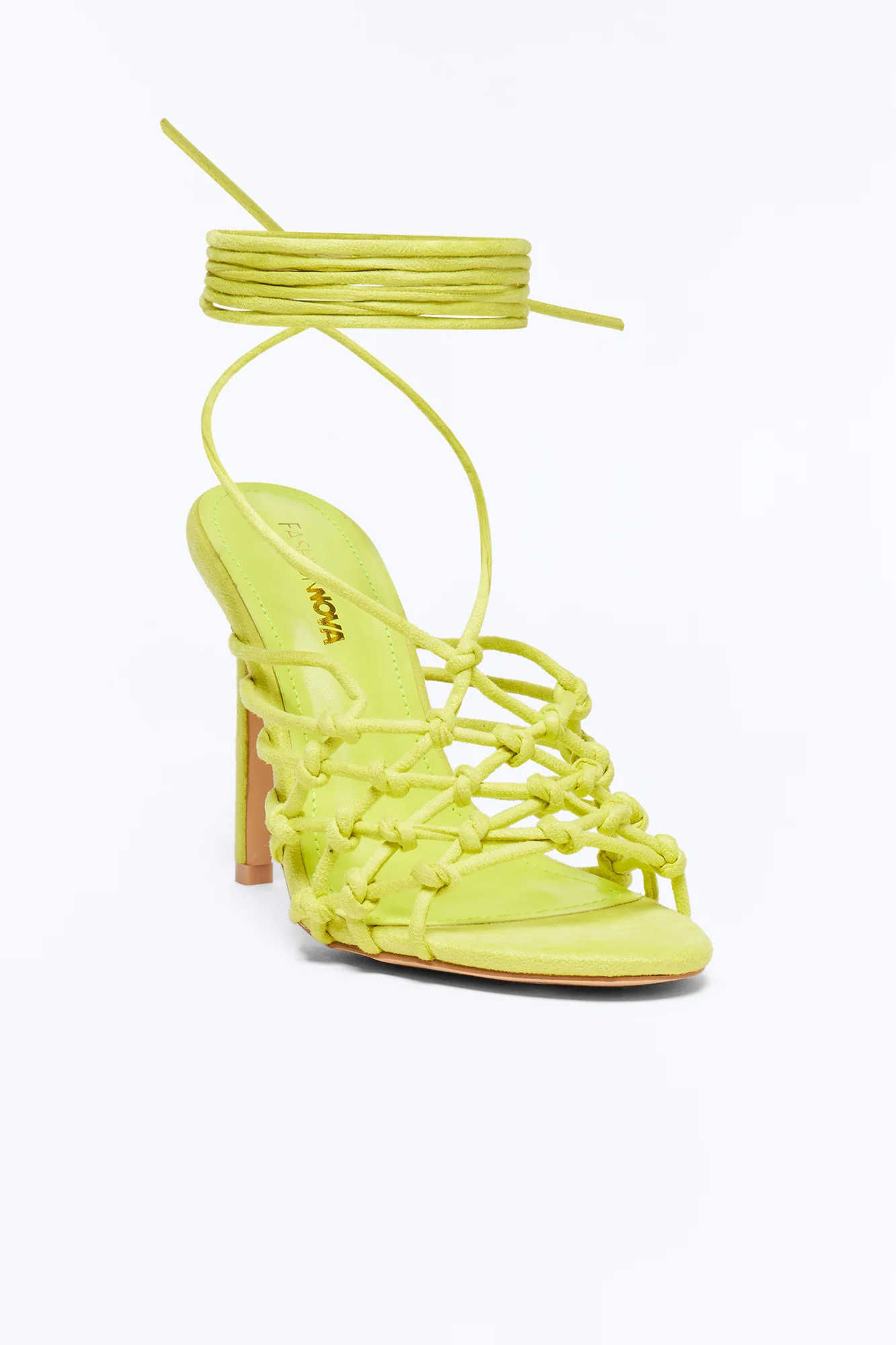 Desiri Wrap Up Stiletto Heels - Yellow - Image 2