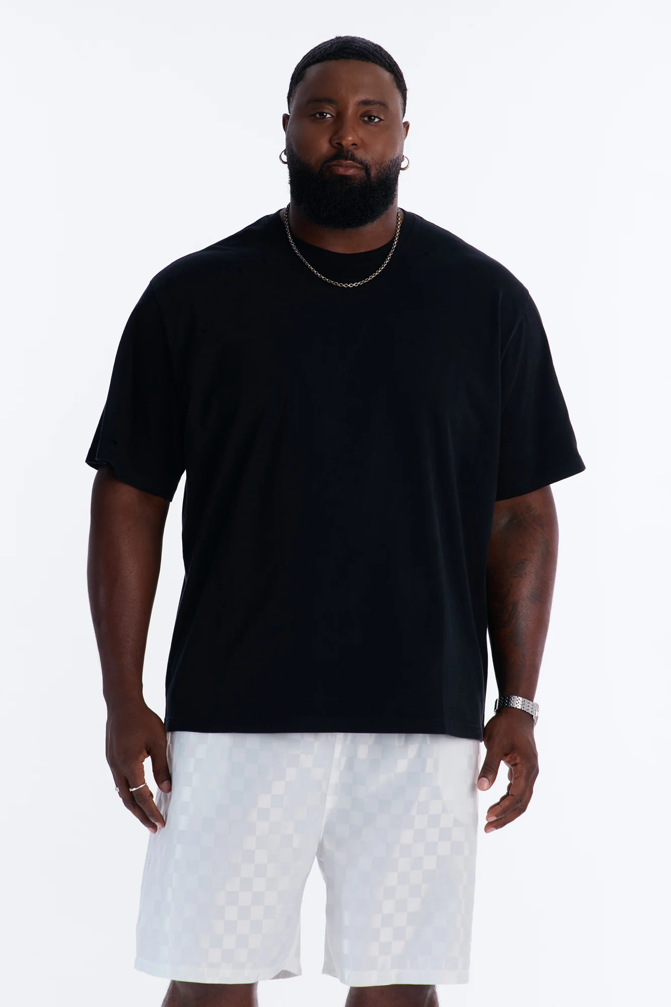 Destructed Crewneck Tee - Black - Image 5