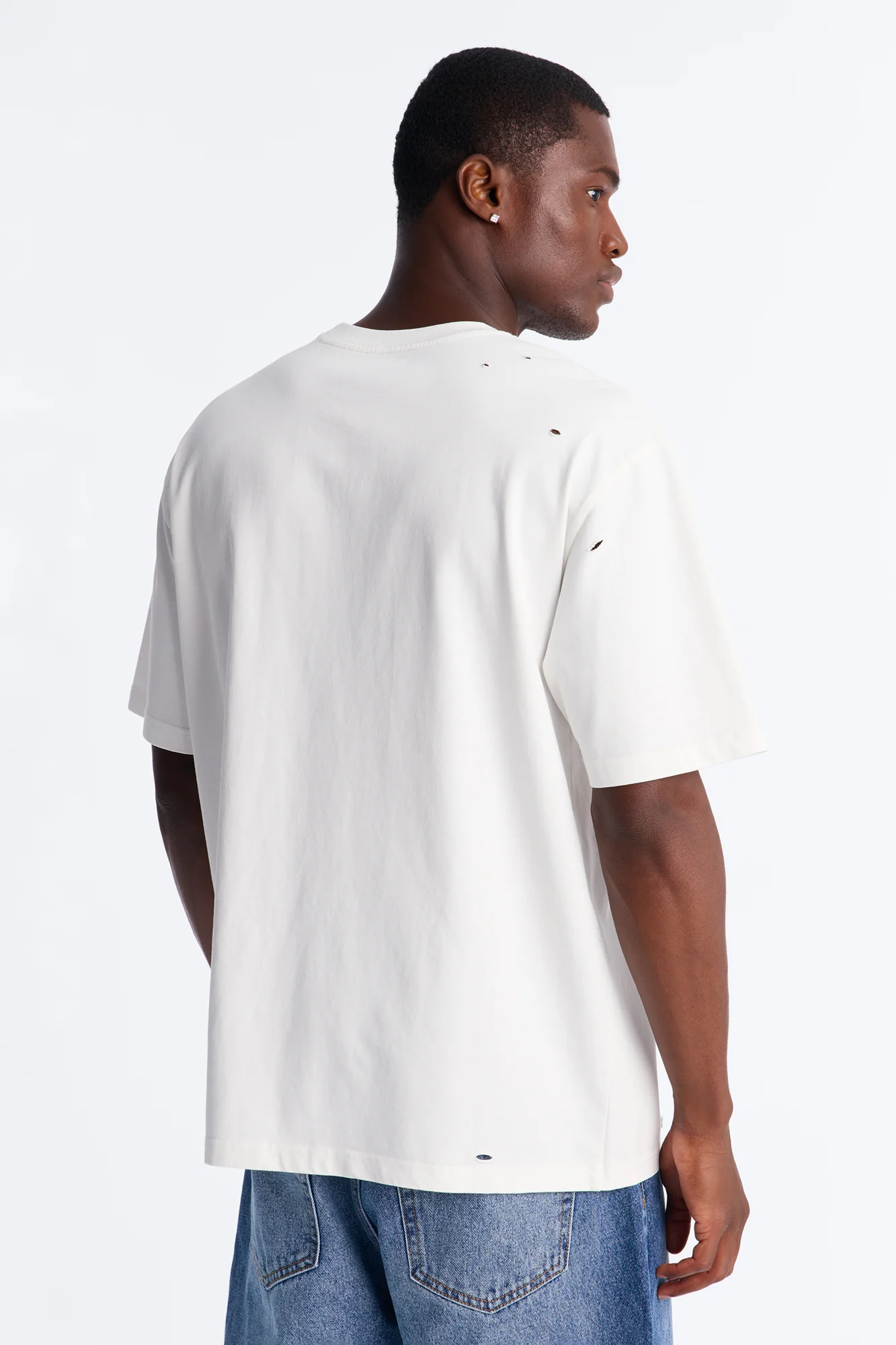 Destructed Crewneck Tee - White - Image 4