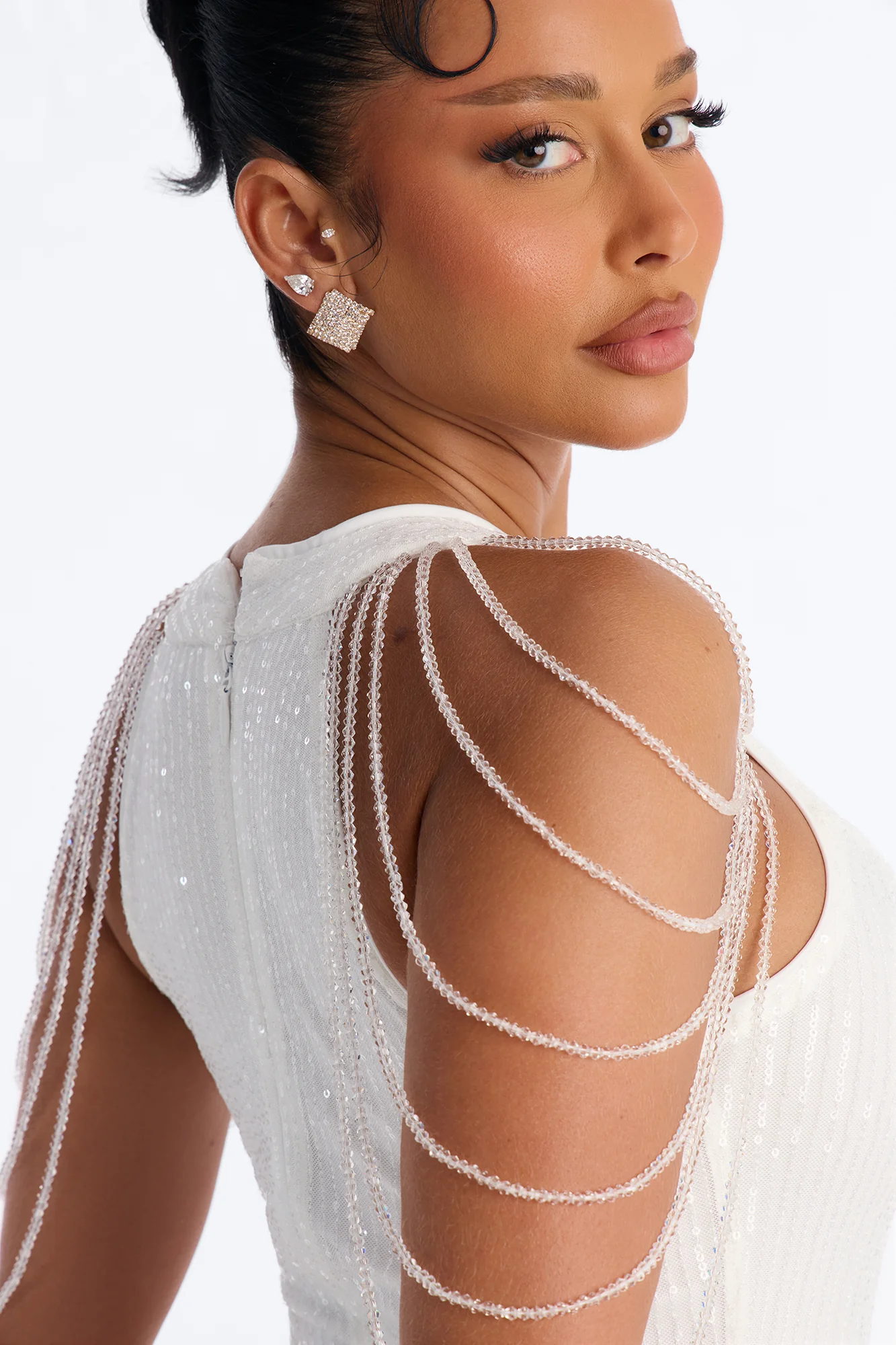 Diana Embellished Sequin Gown - Ivory - Image 3