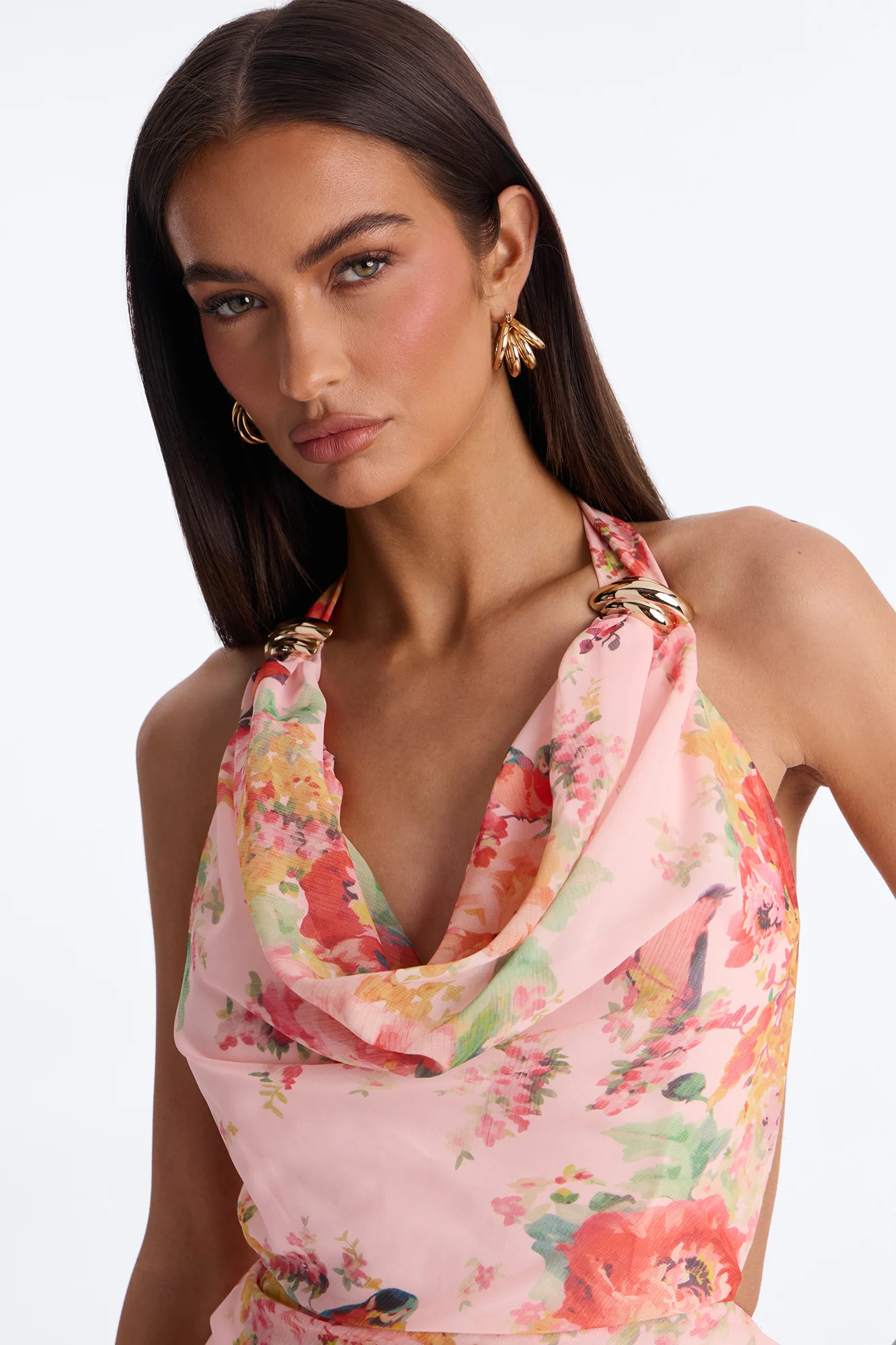 Diana Floral Chiffon Maxi Dress - Pink/combo - Image 3