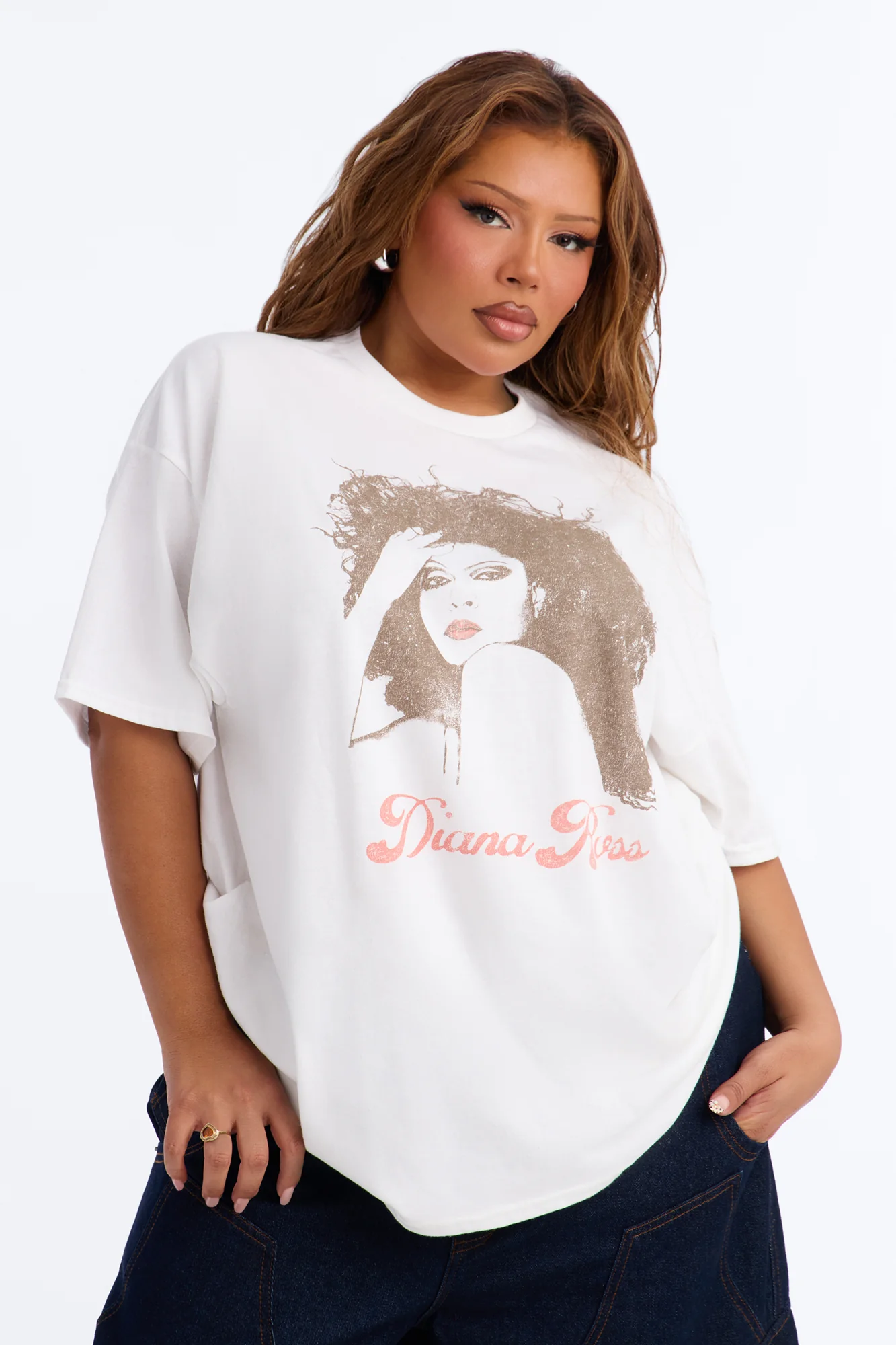 Diana Ross Classic Portrait Oversized Tee - White - Image 4