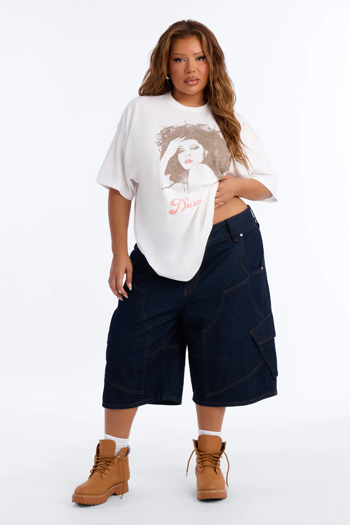 Diana Ross Classic Portrait Oversized Tee - White - Image 5